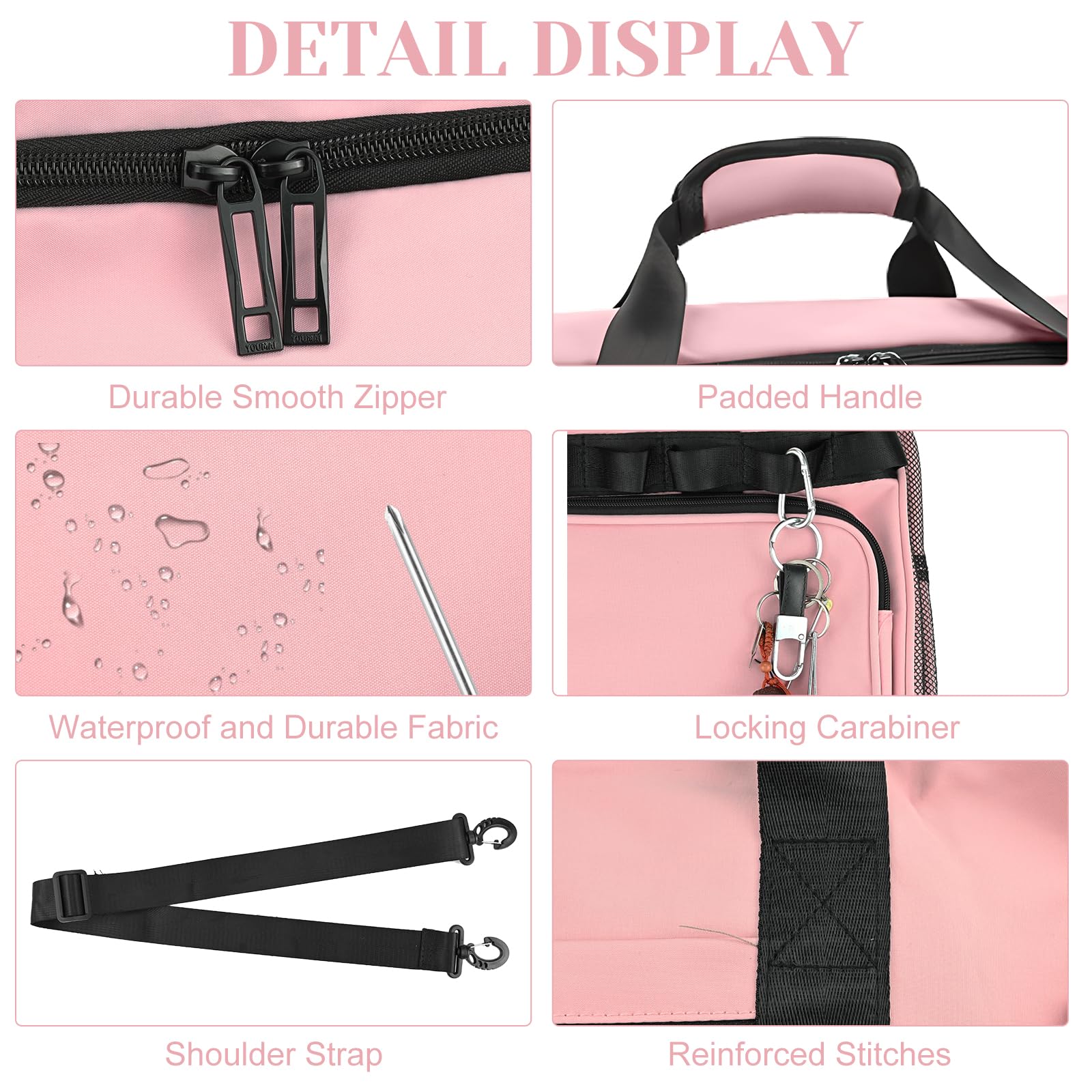 Sporttasche Reisetasche für Damen und Herren, Groß 65L Sporttaschen mit Schuhfach & Nassfach, Large Capacity Reise Tasche Gym Bag, Travel Schwimmtasche Übernachtung Tasche (Rosa)