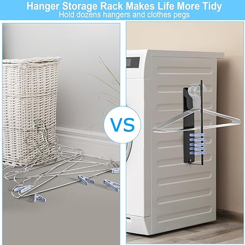 Miniatura 9 de Percha de ropa con 10 clips, estante de secado de ropa, paquete de 6 perchas de acero inoxidable para calcetines y colgador, organizador magnético