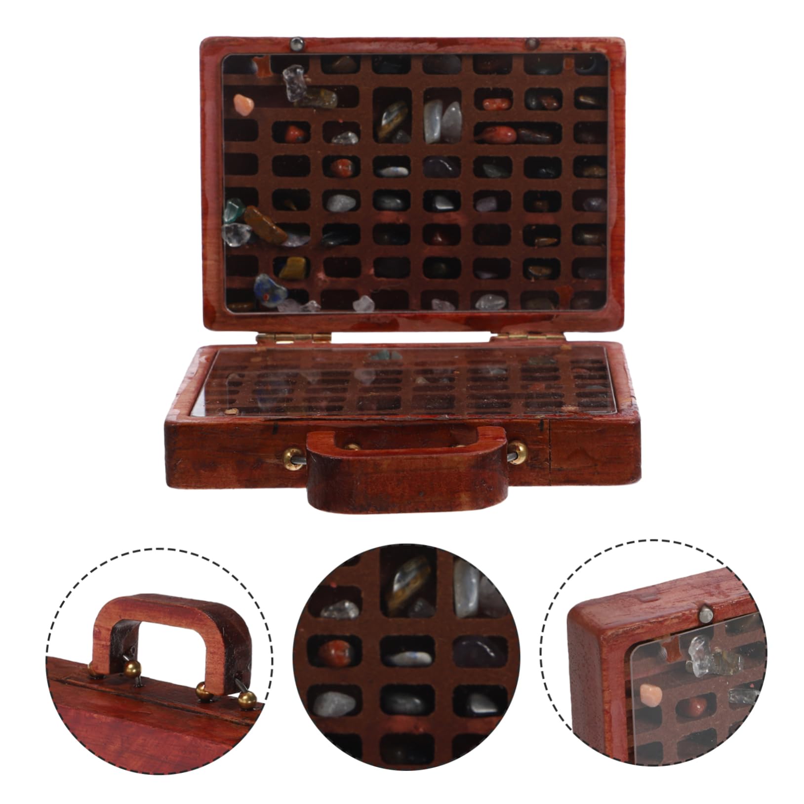 Amosfun Caja De 5 Piezas Caja De Almacenaje Decorativos Compartimientos De Almacenaje Maleta De Minerales Organizador De Rocas Piedra