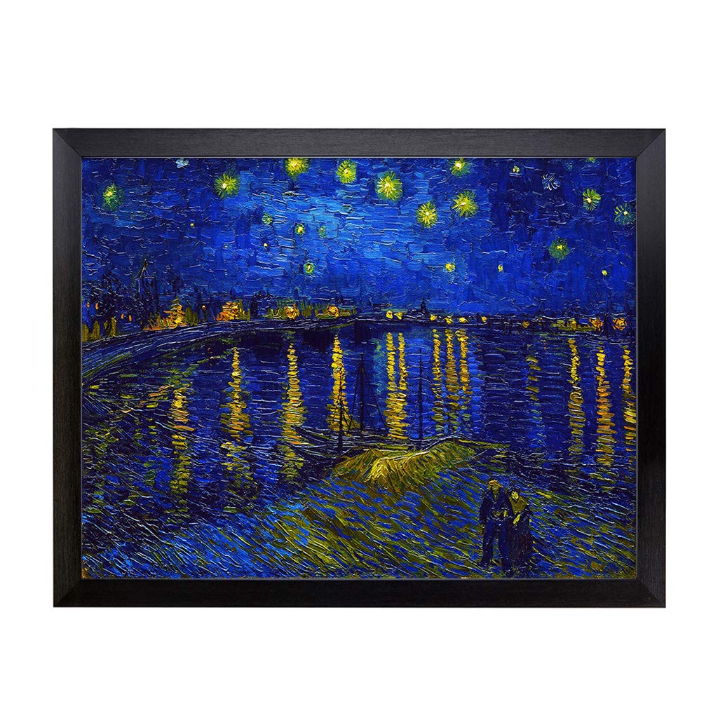Lap Tray with Cushion | Vincent Van Gogh Starry Night Rhone | Padded Bean Bag Cushion | For Eating, Working, Crafting, Laptop | Portable Table Desk