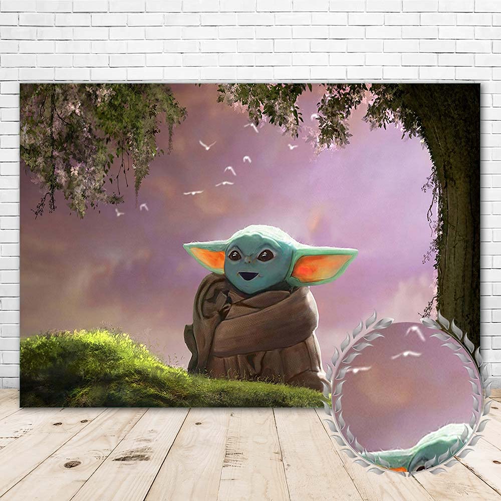 Buy Baby Yoda 1st Birthday Backdrop 7x5 Rustic Wood Tree Pink Sky Happy