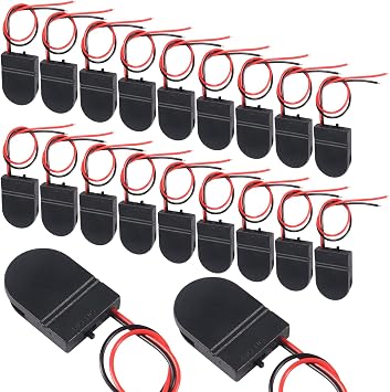 DORHEA 20PCS CR2032 Battery Holder Coin Button Cell Battery Holder Case CR2032 Battery Holder 1 x 3V CR2032 Button Coin Cell Battery Holder with Wire - Black