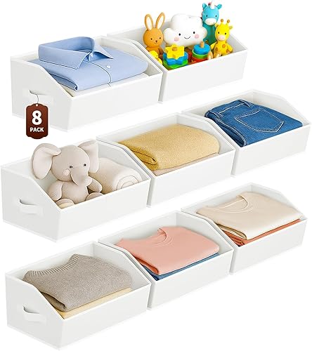 Miniatura 17 de Organizadores grandes de armario y contenedores de almacenamiento - 8 paquetes de cestas de almacenamiento trapezoidales para estantes, cestas de