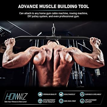 LAT Pull Down Bar, Detachable Lat Pull Down Attachment with Swivel Joint Cable Machine Attachment Lat Pull Down Bar for Triceps Exercise Muscle Training