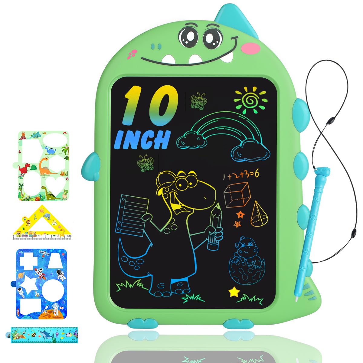 ToddlerToys for 3 4 5 6 Years Old Boys Girls Gifts LCD Writing Tablet for Kids, LCD Drawing Tablet 10inch, Dinosaur Doodle Board Educational Travel Toys Boy Girl Birthday Age 3-7(Green)