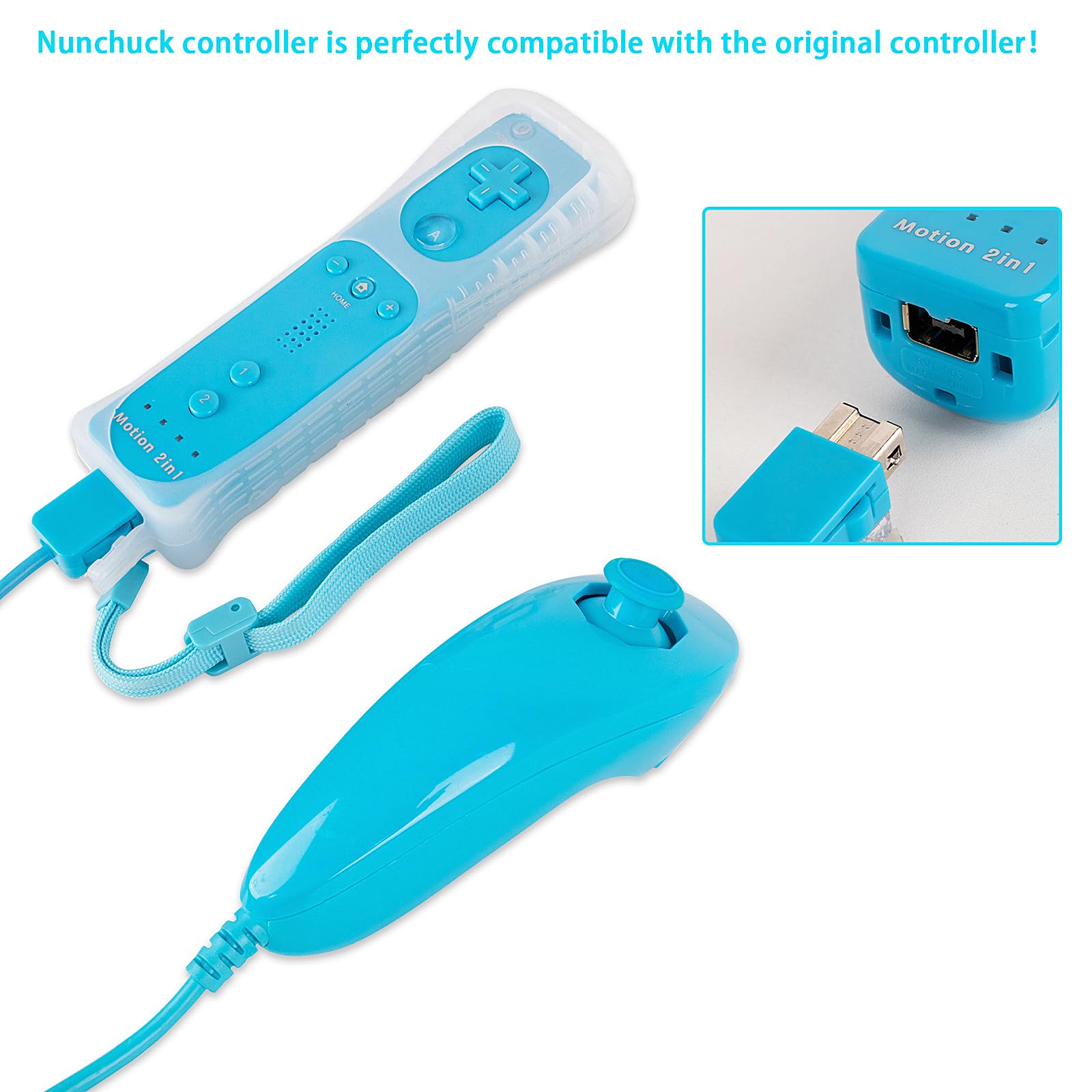 SWeien Nunchuck Controller, 2 Pack Nunchuck Controller Replacement for wii Nunchuck Controller Joystick Gamepad, Compatible with Nintendo Wii & Wii U Console（Pink & Blue） - 4