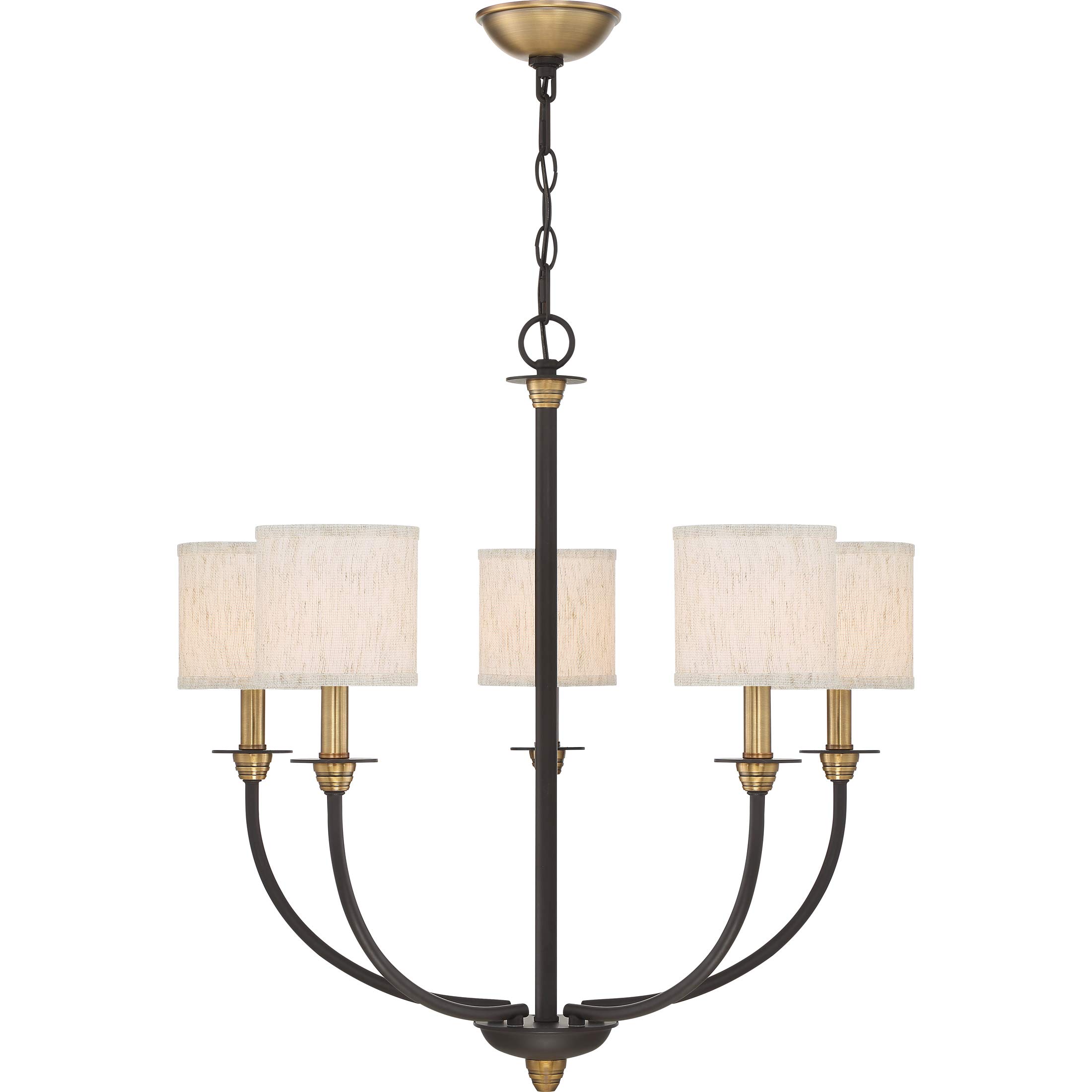 Quoizel ADY5005OZ Audley Traditional Gold Accented Linen Chandelier, 5-Light 300 Total Watts, 26" H x 26" W, Old Bronze