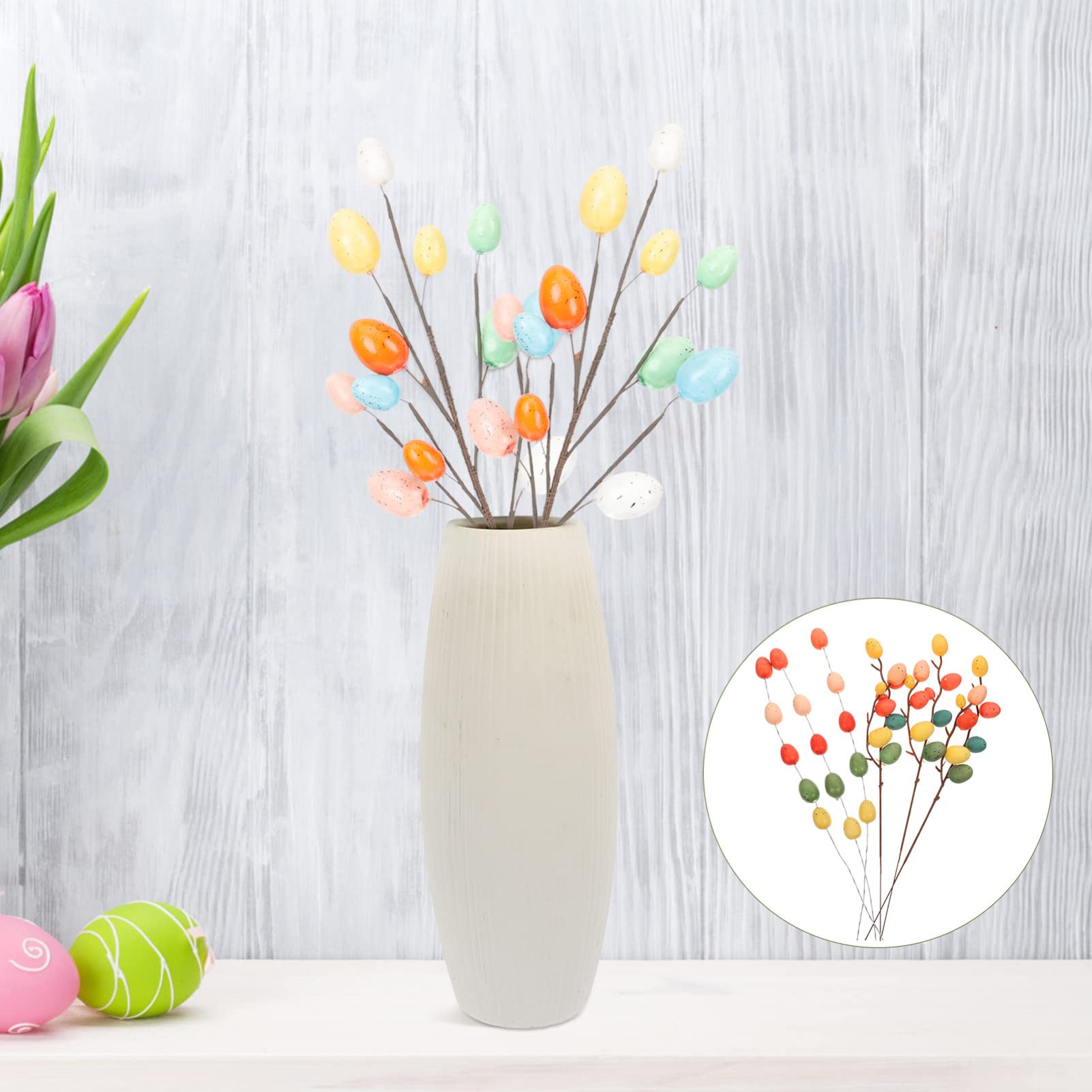 Cabilock 4 Set Uova Di Pasqua Coniglietto Di Pasqua Cestino Plettri Per Uova Fai Da Te Ornamenti Di Rami Di Uova Finte Forniture Per Feste Bouquet Di Uova Schiuma Colorful 2 Pezzi * 4