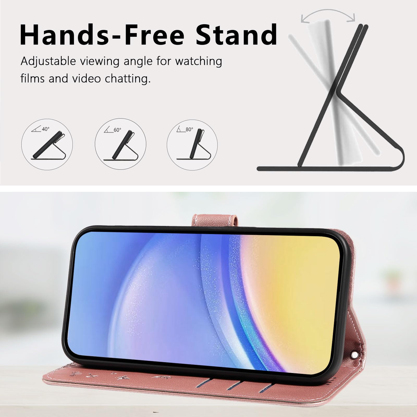 Handyhülle für Samsung Galaxy S10 Hülle, Premium PU Lederhülle Klappbar Tasche Klapphülle mit Magnet Kartenfach Standfunktion Schutzhülle für Galaxy S10, Roségold
