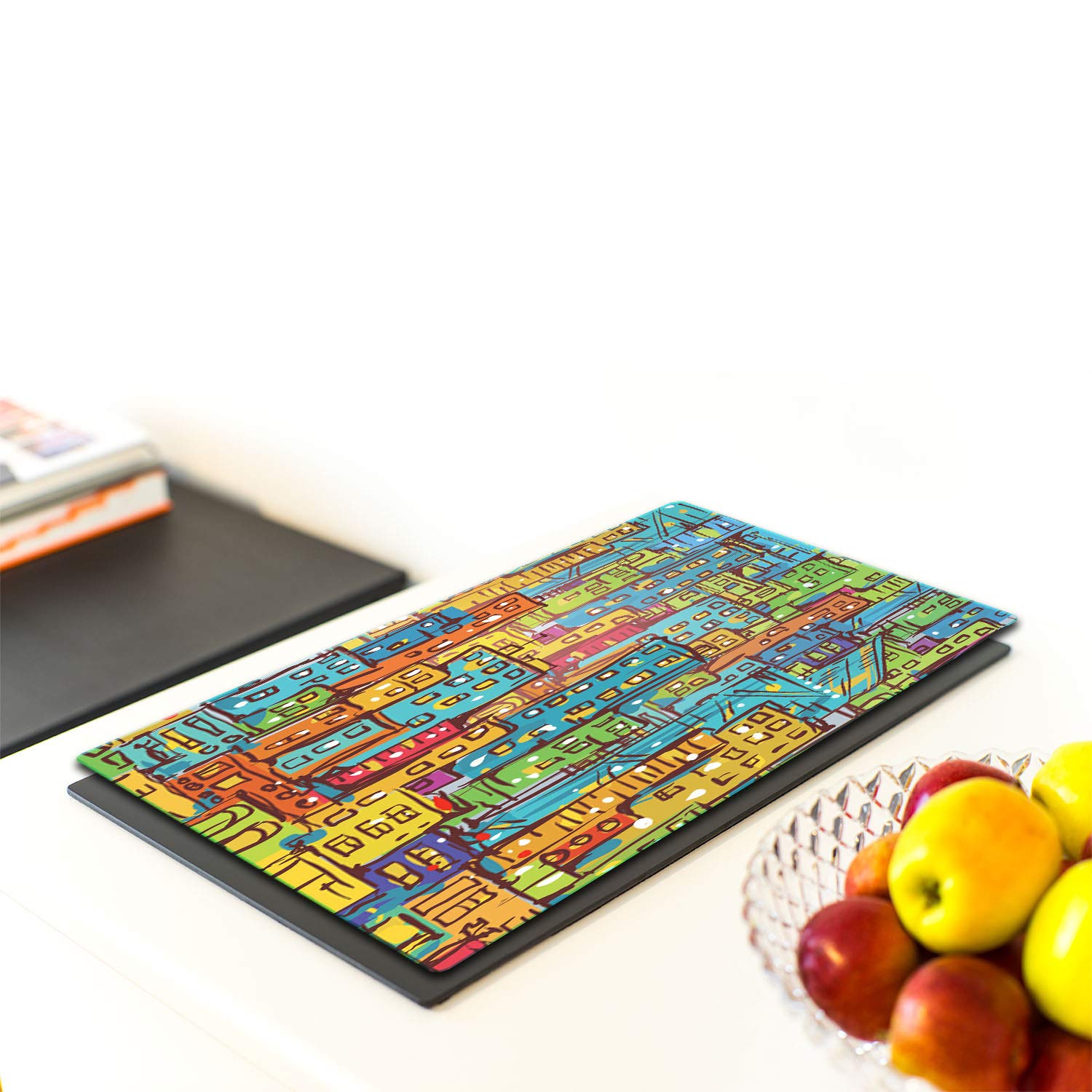 Piastra Copri Piano Cottura In Vetro Temperato 40x52 Cm - Antischizzi, Tagliere Decorativo A Cuore, Per Cucina