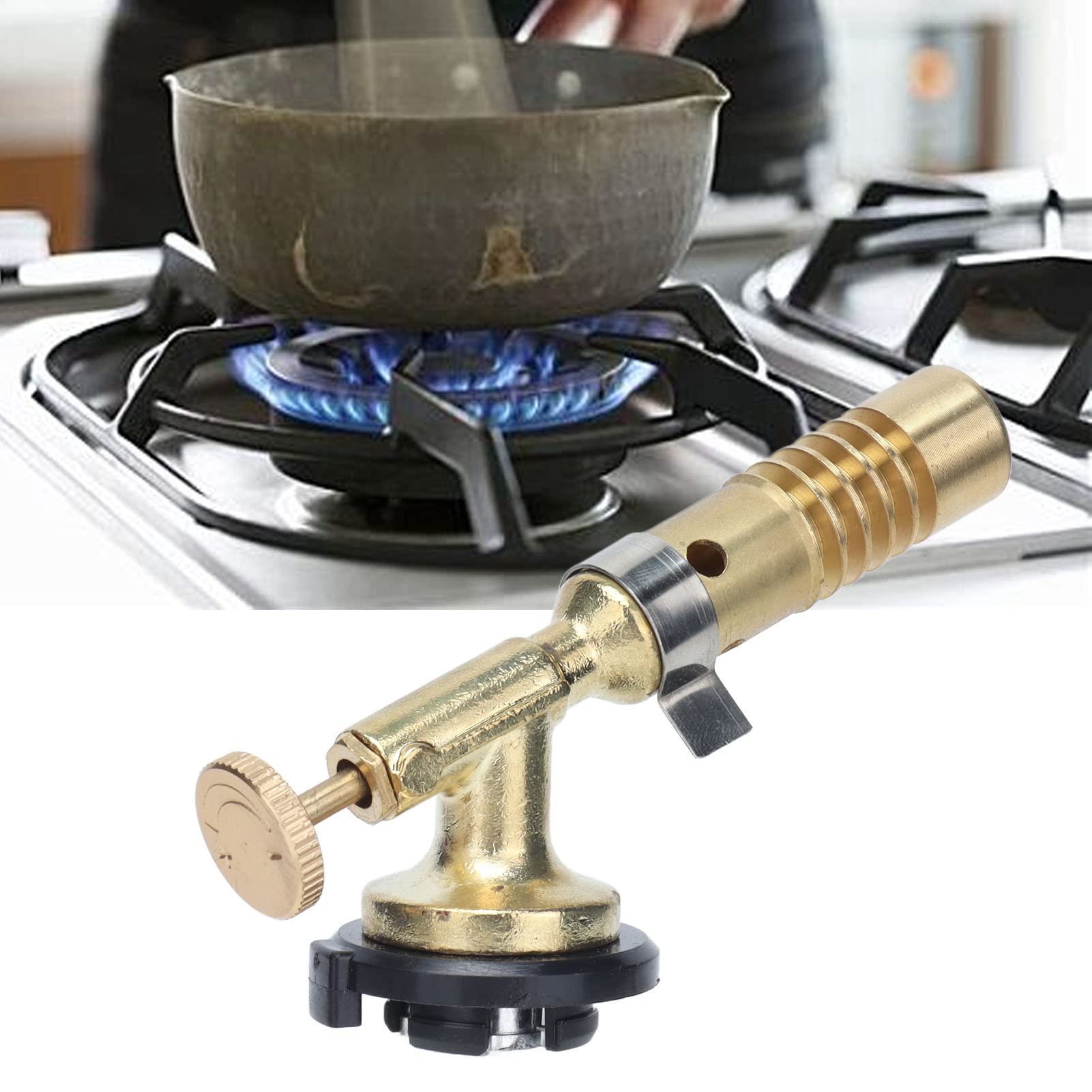 Cannello Da Cucina Portatile In Ottone - Torcia A Gas Butano Per Creme Brûlée, Saldatura E Campeggio - Foto 5