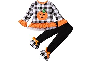 Toddler Girl Halloween Plaid Pumpkin Costume