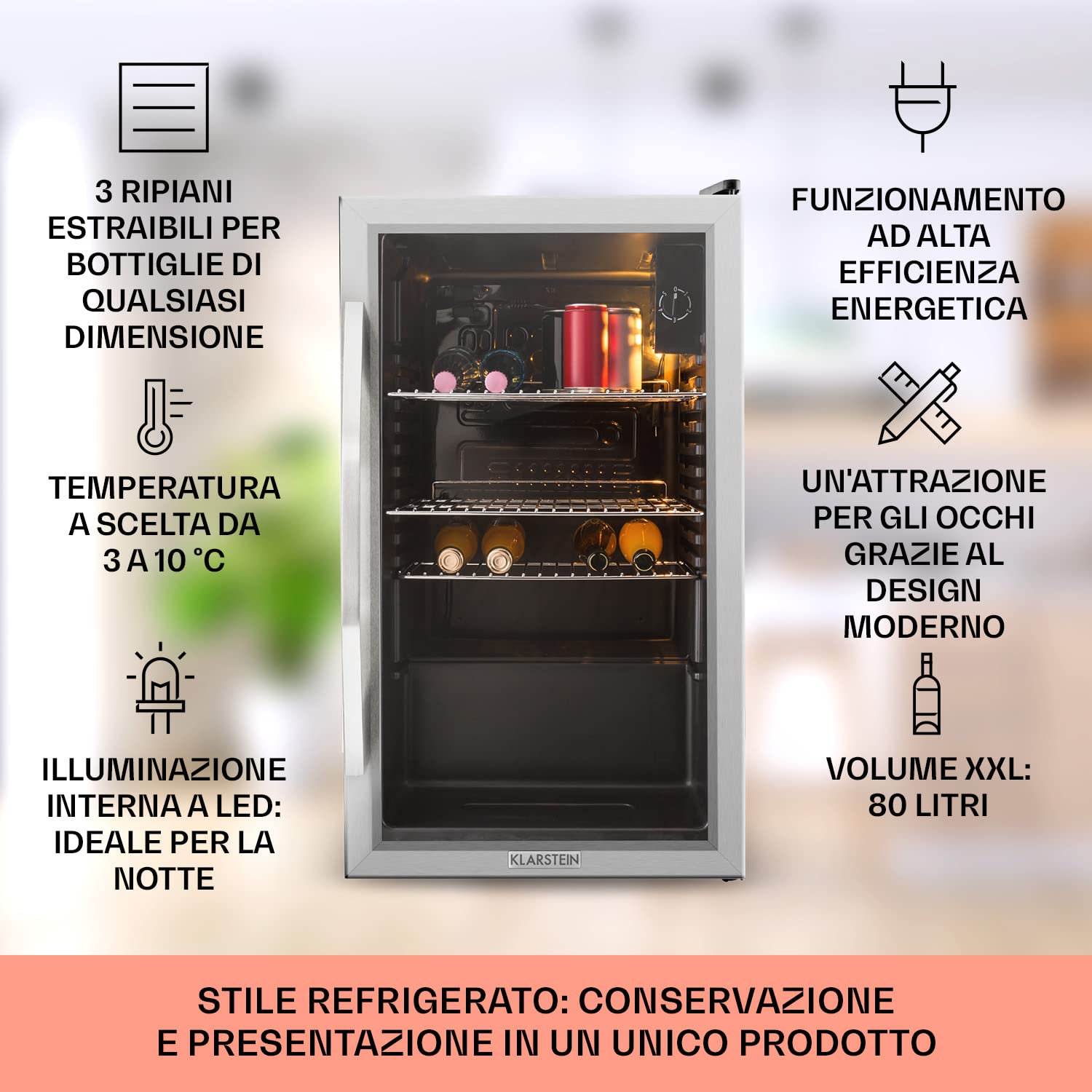 Frigidario Portatile Klarstein 3-50°C 80L Indoor Outdoor - Dettaglio