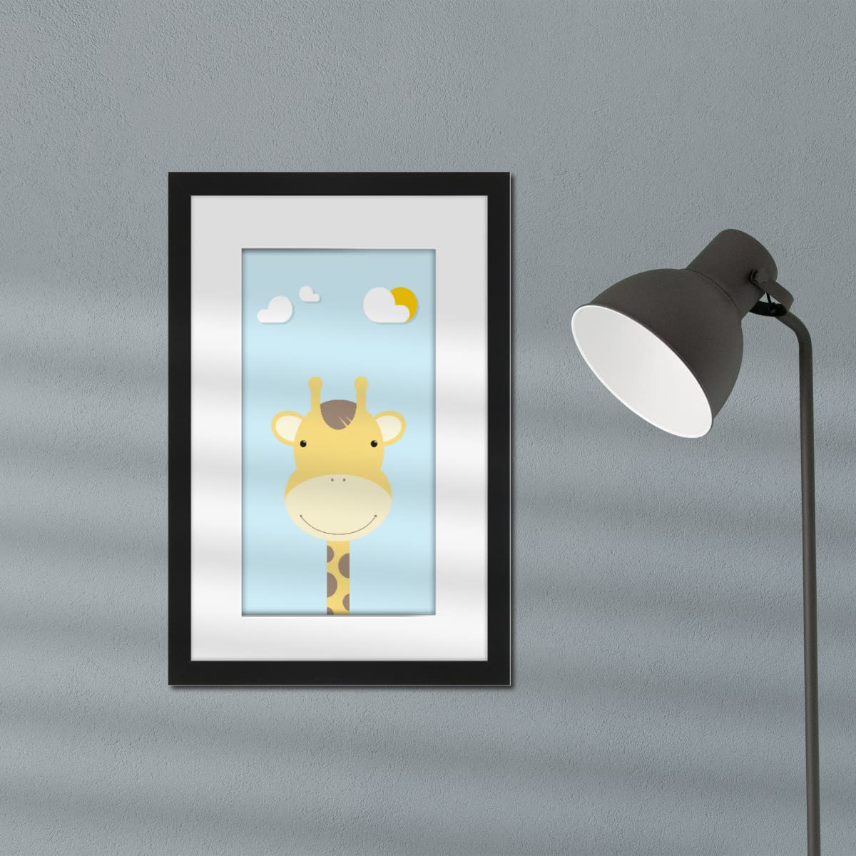 artboxONE Poster mit Rahmen schwarz 45x30 cm Giraffe Portrait 3" von MAN ON THE Milky Way - gerahmtes Poster
