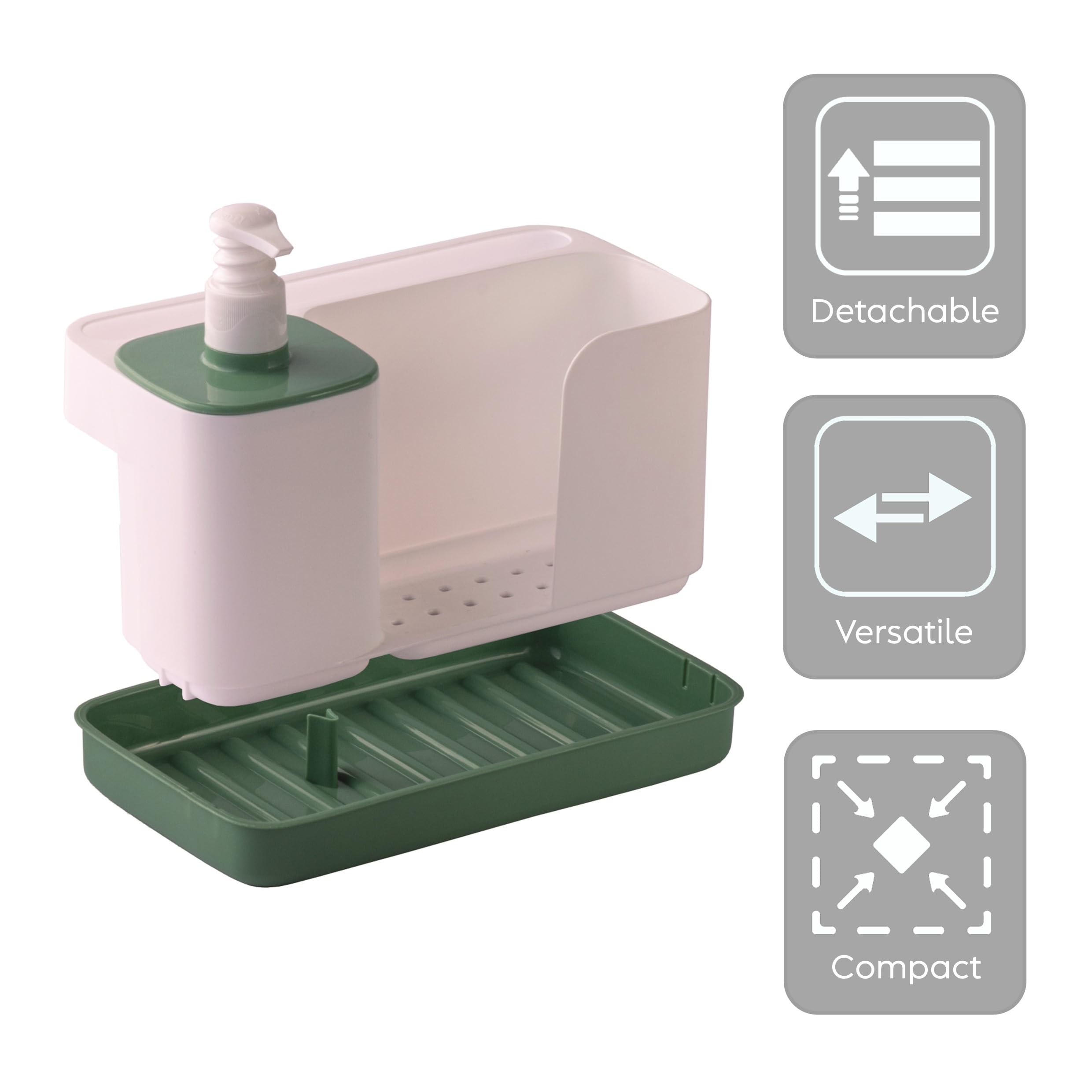 Snips Riordinello, Dish Hand Soap Dispenser & Sponge Holder, Sink Caddy Kitchen Organizer with Liquid Soap Container 400ml - Image 4