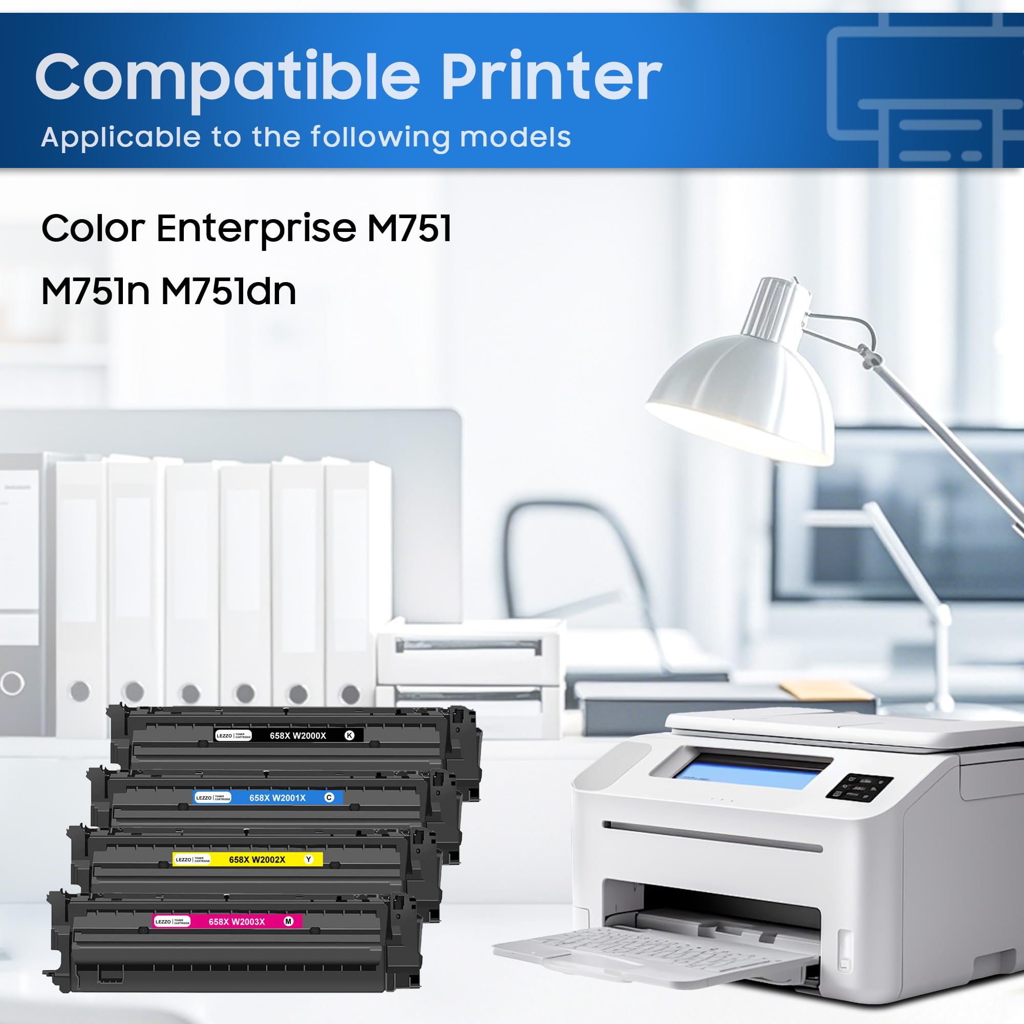 658X Toner Cartridge 4-Pack 658X W2000X W2001X W2002X W2003X Toner Replacement for HP 658X 658A Toner for Color Enterprise M751 M751n M751dn Printer (Black Cyan Yellow Magenta)