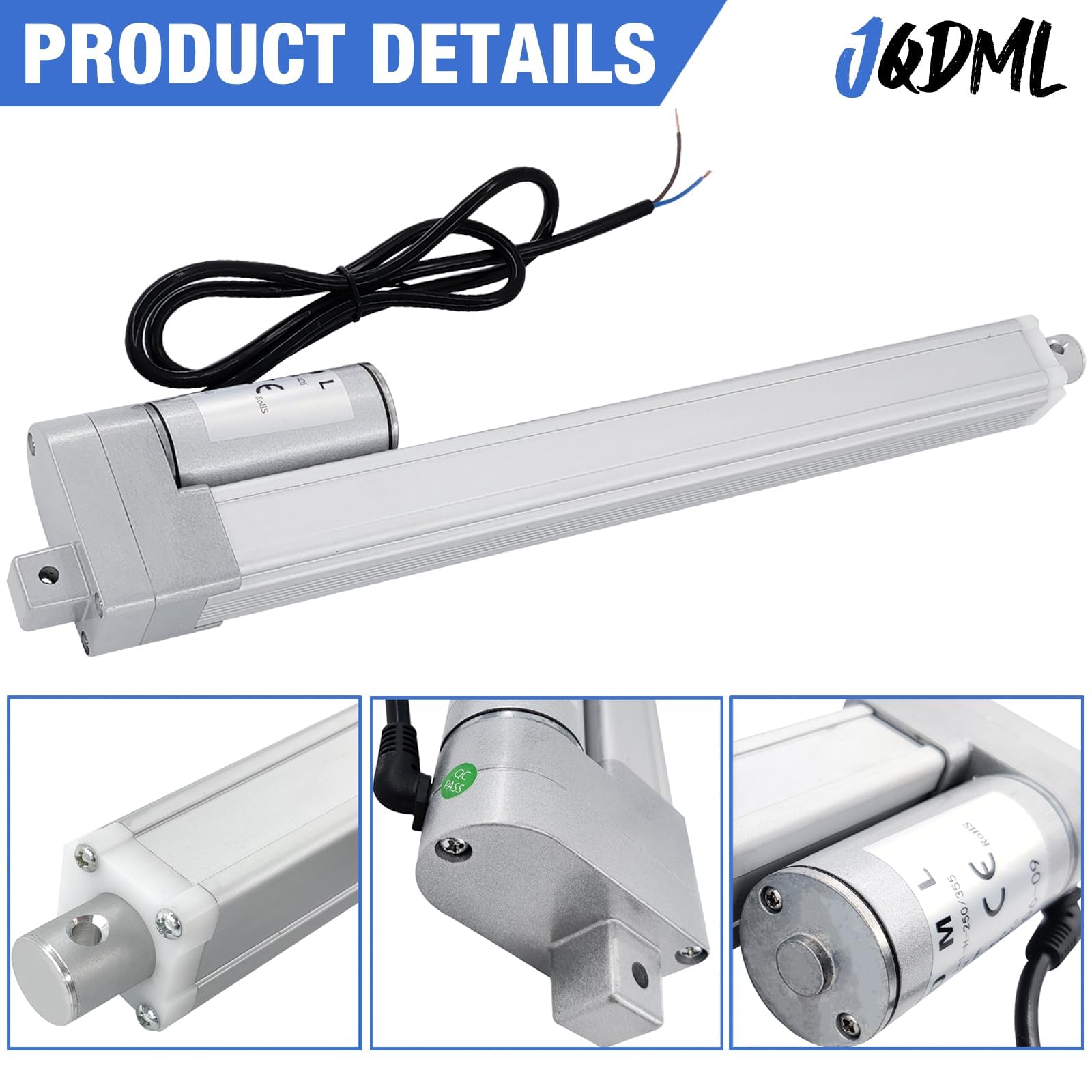 12-V-Linearantrieb, 150 mm Hub, 9000 N, Linear Actuator, IP65, wasserdicht, 5 mm/s, Lineartechnik-Aktuatoren mit Montagehalterungen für Industriemaschinenbehälter, schwere Hebesysteme | DE 12-V-Linearantrieb, 150 mm Hub, 9000 N, Linear Actuator, IP65, wasserdicht, 5 mm/s, Lineartechnik-Aktuatoren mit Montagehalterungen für Industriemaschinenbehälter, schwere Hebesysteme | DE