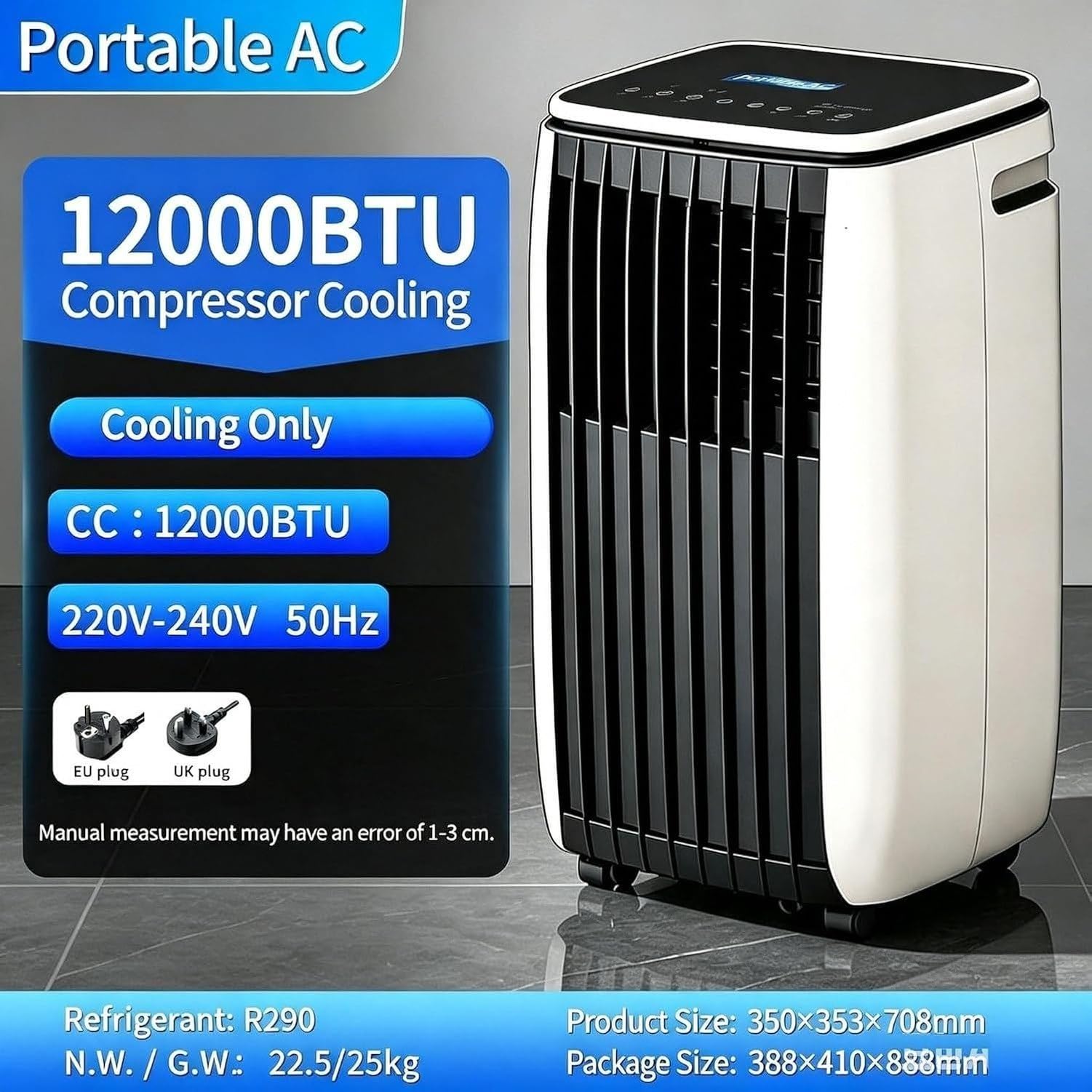 Condizionatore d'Aria Portatile 14000 BTU 2-in-1 Raffreddamento e Riscaldamento, unità deumidificatrice Mobile con Ruote, Senza Installazione per Soggiorno uffi, C+12000 Btu, C+12000 BTU