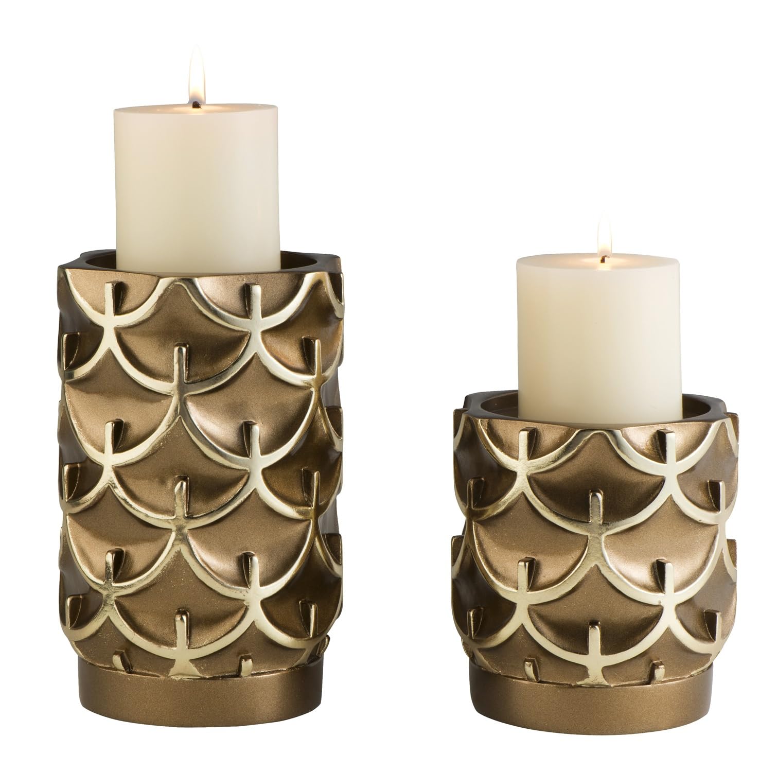 Seeye Elegant Polyresin Mystic Owl Candleholder Set with Golden Finish, Tall 5.5