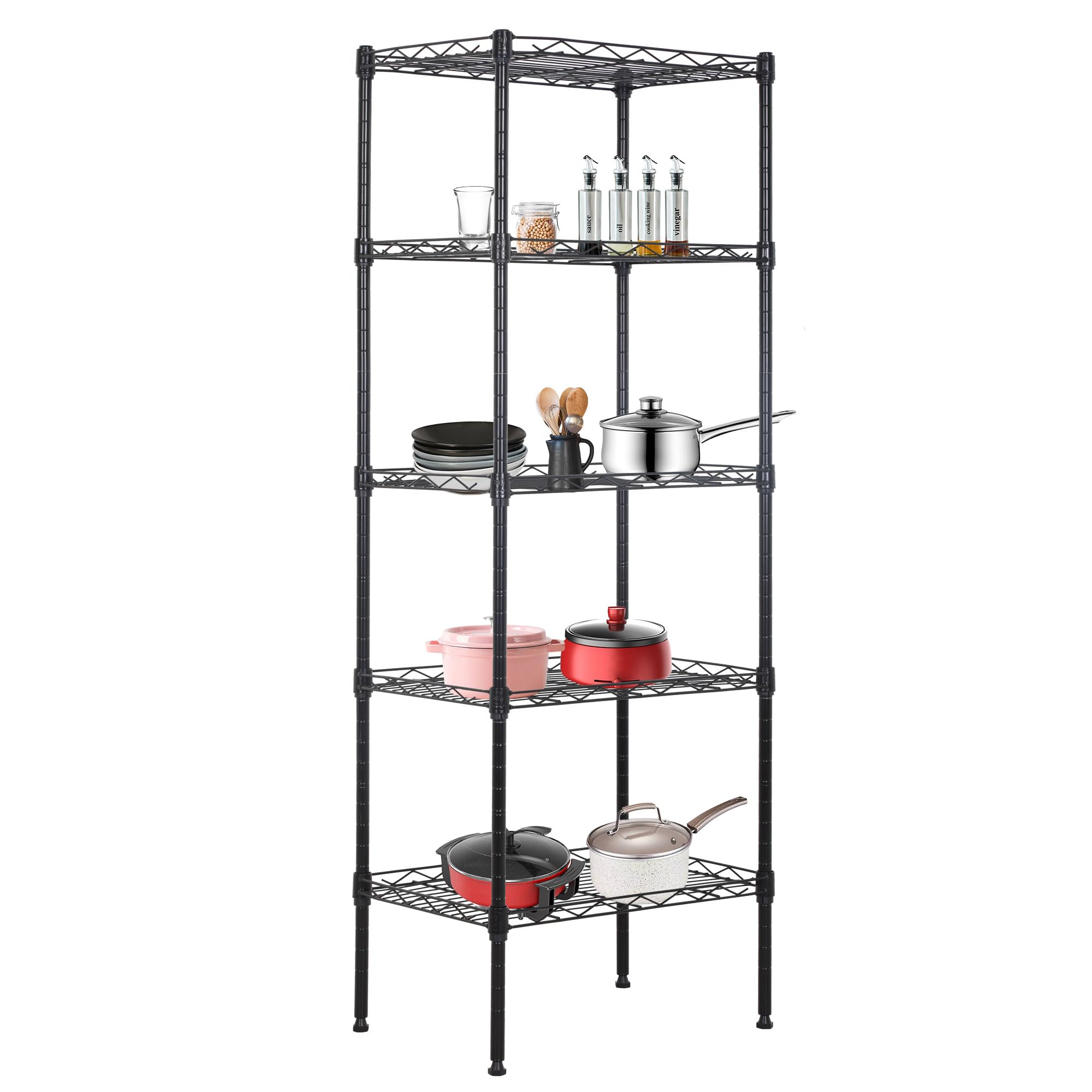 Photo 1 of BestOffice 5-Tier Wire Shelf | 17" x 12" x 48" | Black