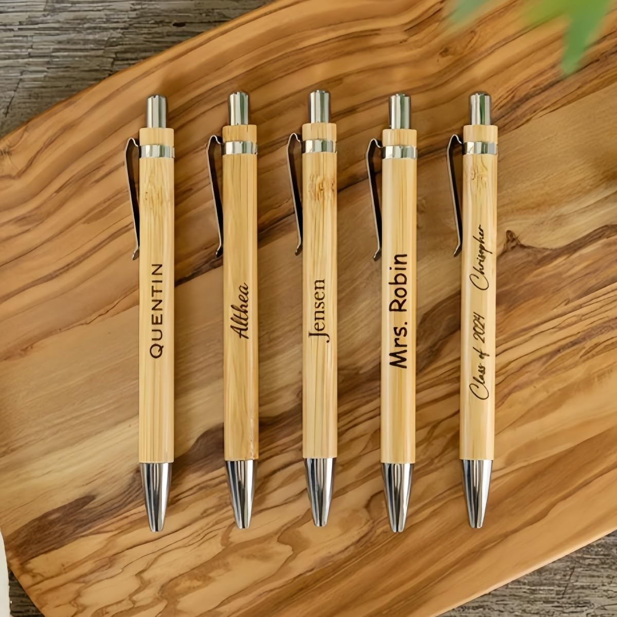 Bolígrafos De Bambú Personalizados, Bolígrafos De Escritura De Alta Calidad Con Tinta Negra Suave, Personalizados For Hombres Y Mujeres, Perfectos For Graduación Profesores Regalos(100pcs)