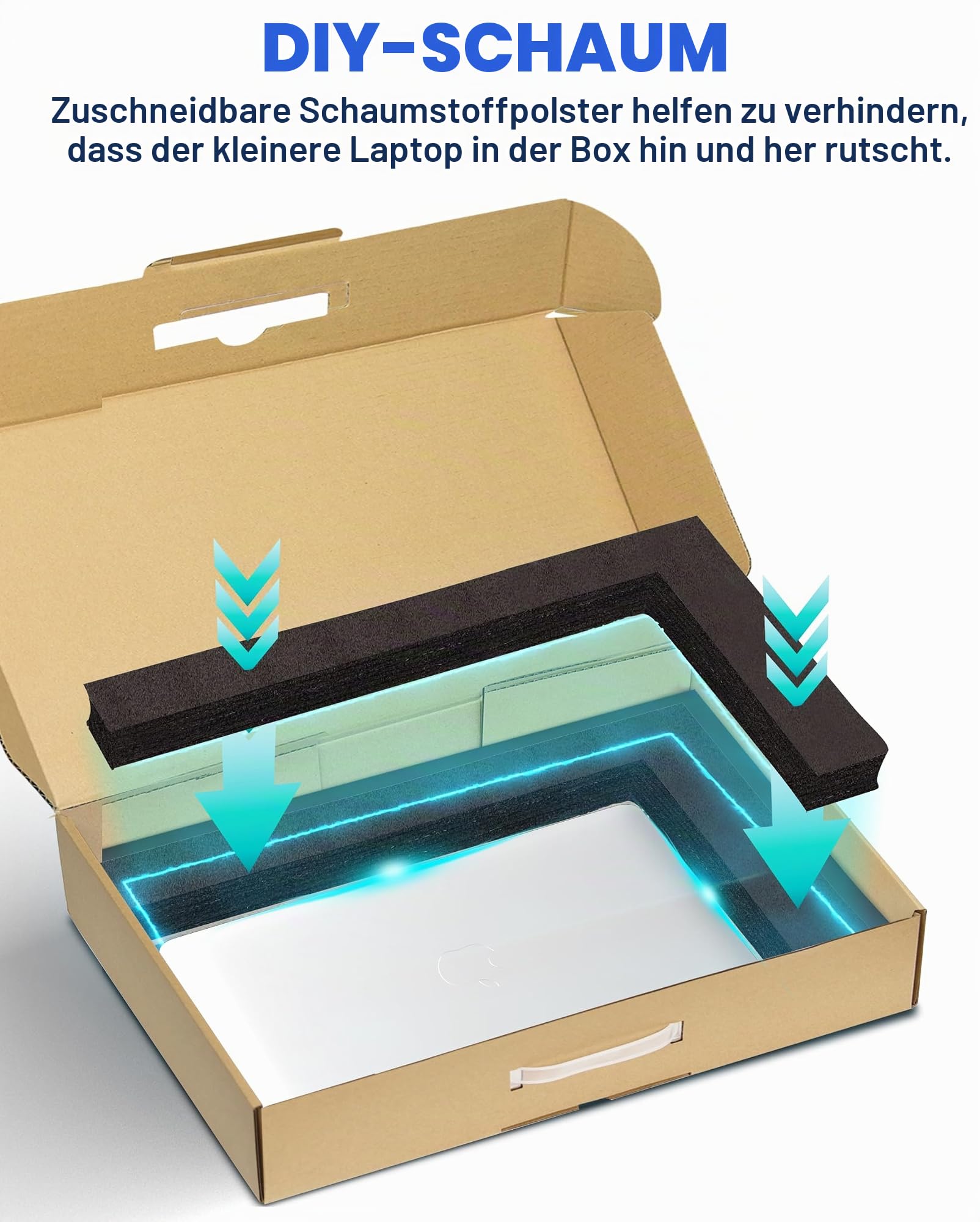 Laptopbox mit Schutzschaum für bis zu 17 Zoll Notebook, Karton Laptop Versandkarton zum Versand, sichere Versandkartons