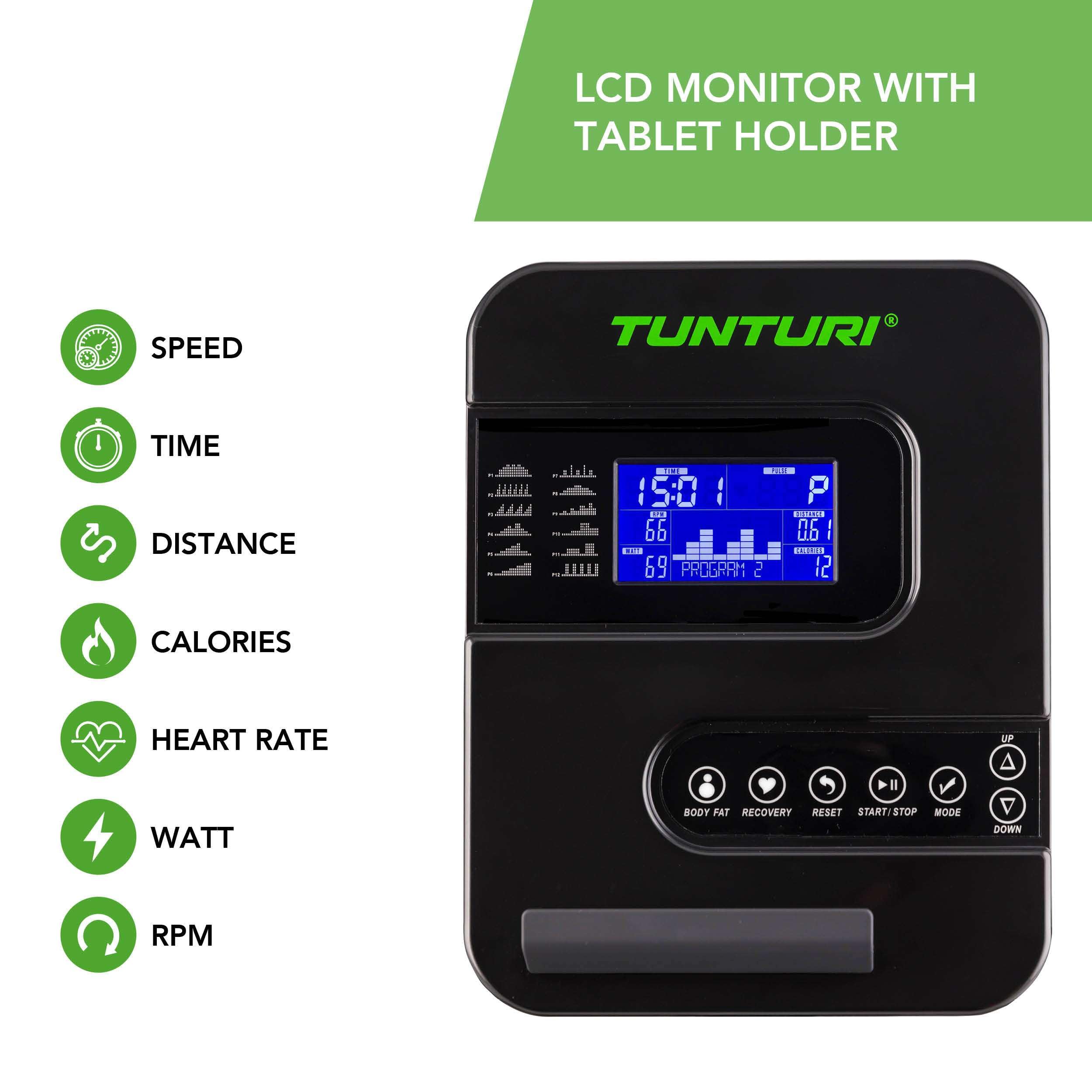 Tunturi Cardio Fit E30 Vélo d'Appartement Ergomètre avec écran LCD et Résistance Réglable