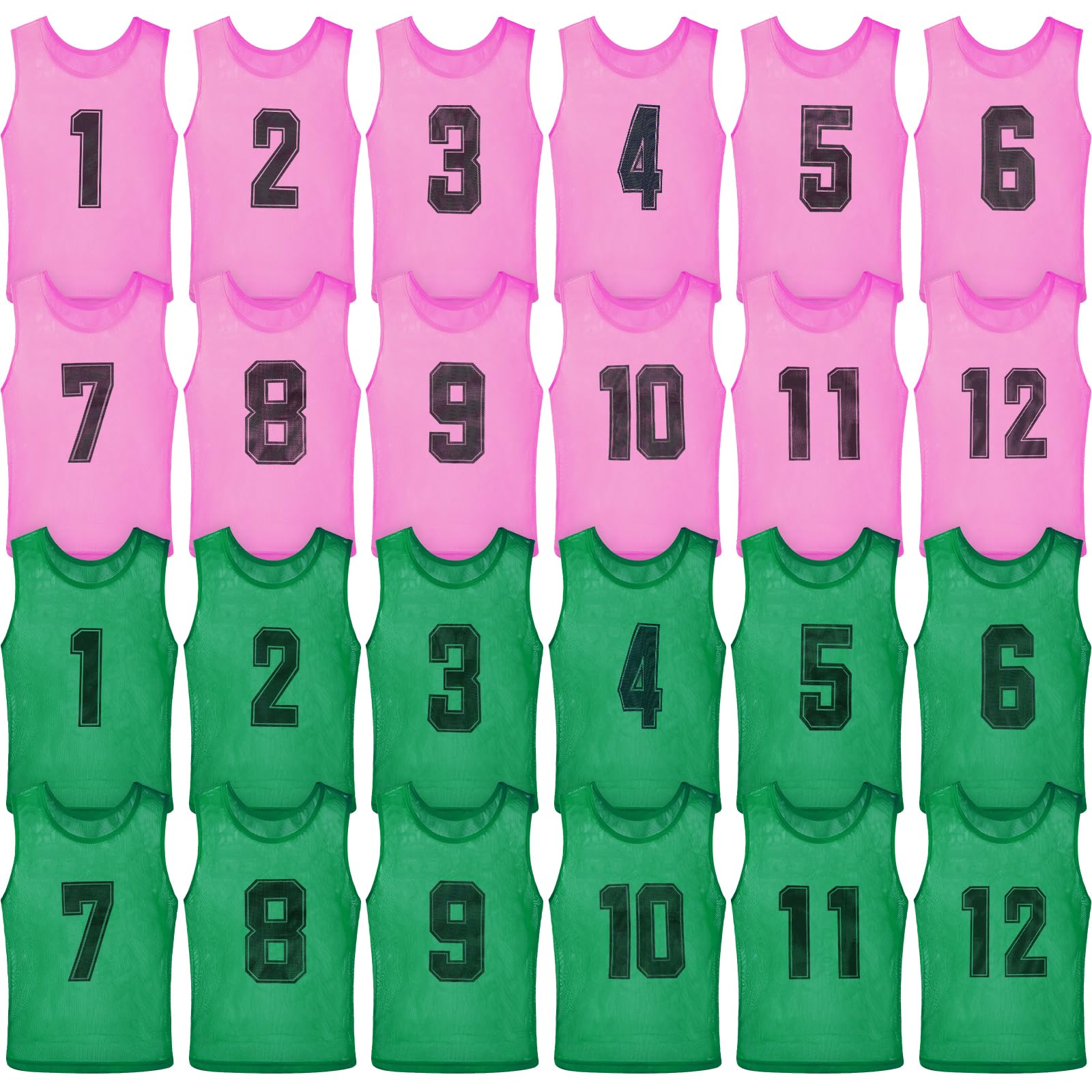 Vabean 24 Pack Nylon Mesh Scrimmage Team Practice Vests Pinnies Jerseys Train Vest for Adult Sport Basketball Soccer Football