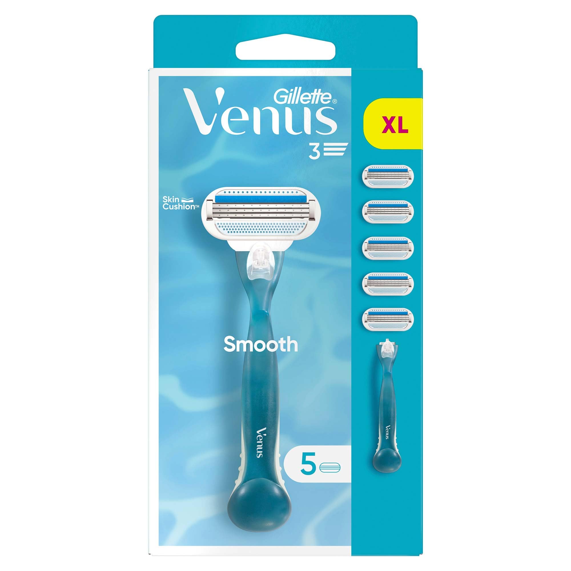 Gillette Venus Smooth, maquinilla de afeitar para mujer con 5 cartuchos, desechable para mujeres con 3 cuchillas