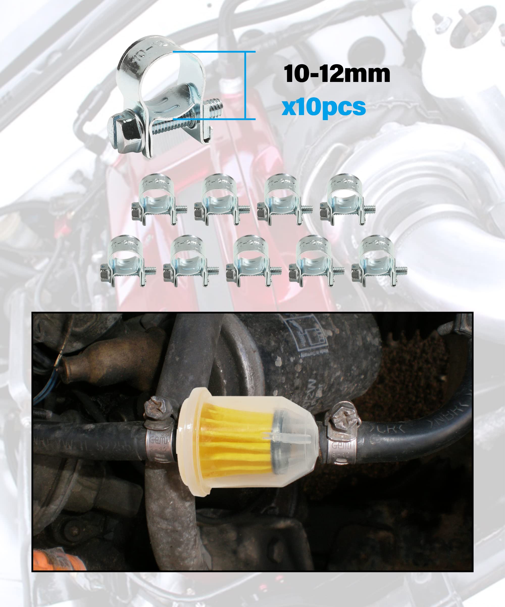 ESEWALAS Fuel Line Kit - 1/4" & 5/16" ID Hose + Filters + Clamps - Universal Small Engine Fuel Line Replacement