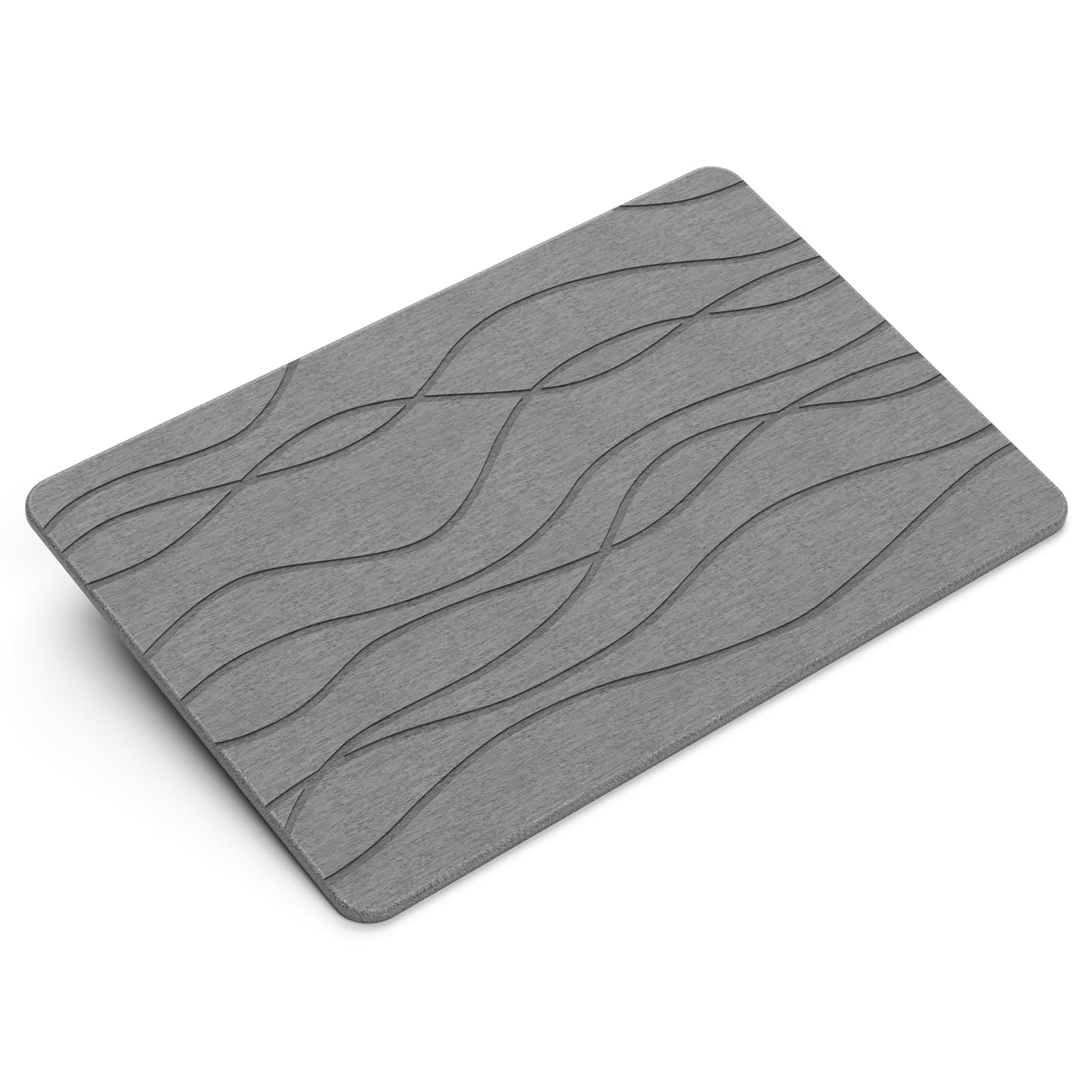 MERICARGO Stone Bath Mat, Diatomaceous Earth Bath Mat, Non-Slip Super Absorbent Shower Mat for Bathroom, Quick Drying Bath Mat Stone Large, Easy to Clean 23.5" x 15.5", Gray