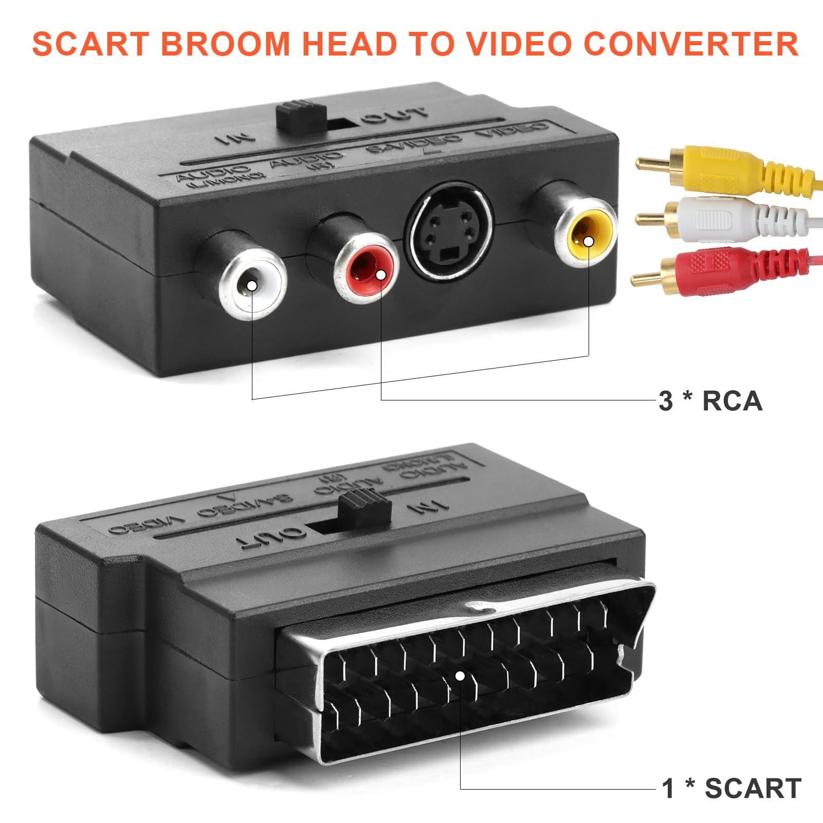 Adaptador SCART a RCA con switch bidireccional