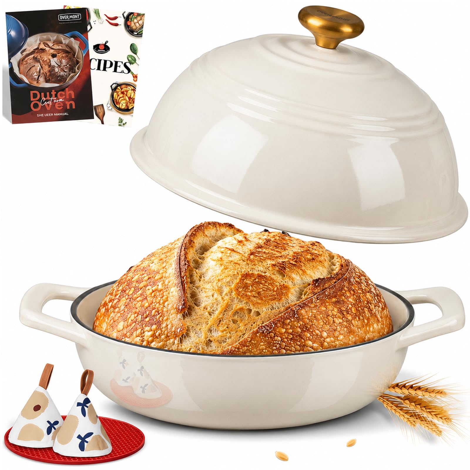 Overmont Dutch Oven - 6QT Bread Baking -1 Overmont Dutch Oven - 6QT Bread Baking -1