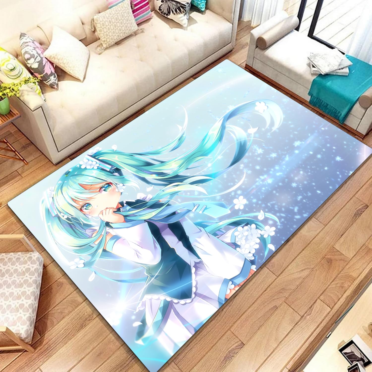 KIDSLOVE Anime Teppich, Anime-Mädchen Teppich Wohnzimmer 160x230cm Schlafzimmer Kinderteppich Cartoon Mädchen Kinderzimmer, Weihnachtsdekoration (4,80x120cm)