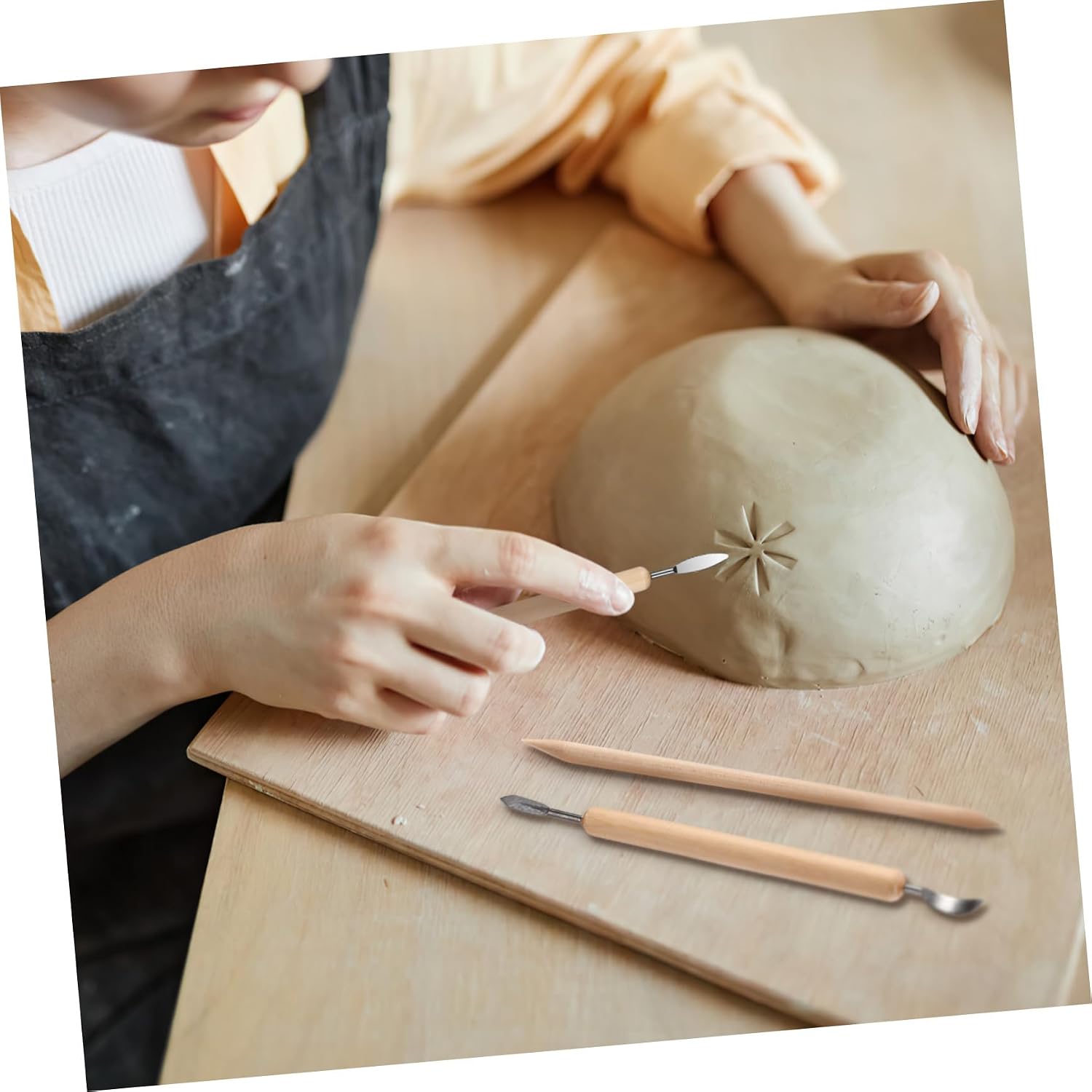 MOKKHNB Professional Pottery Sculpture Tools Kit Wooden and Metal Clay Sculpting Tools for Artists and Beginners for Carving and Jewelry Making