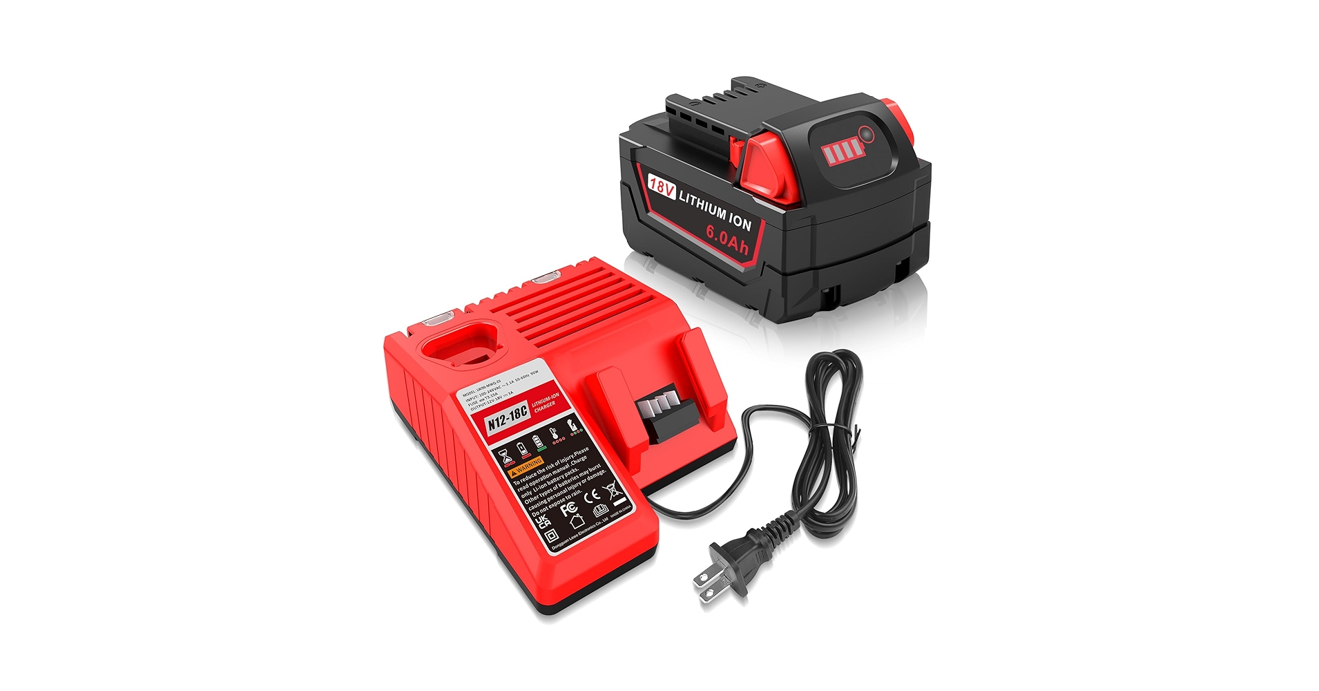 GWSさま専用　2/2 Amazon.com: 18V 6Ah Battery and N12-18C Dual Port Charger Set for