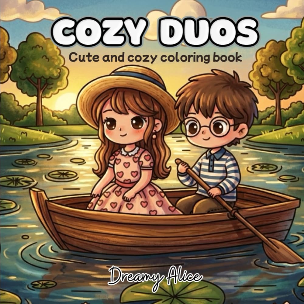 COZY DUOS : Cute & Cozy Coloring Book for Adults and Teens filled with Sweet Love, Adorable Friendships, and Relaxing Moments.