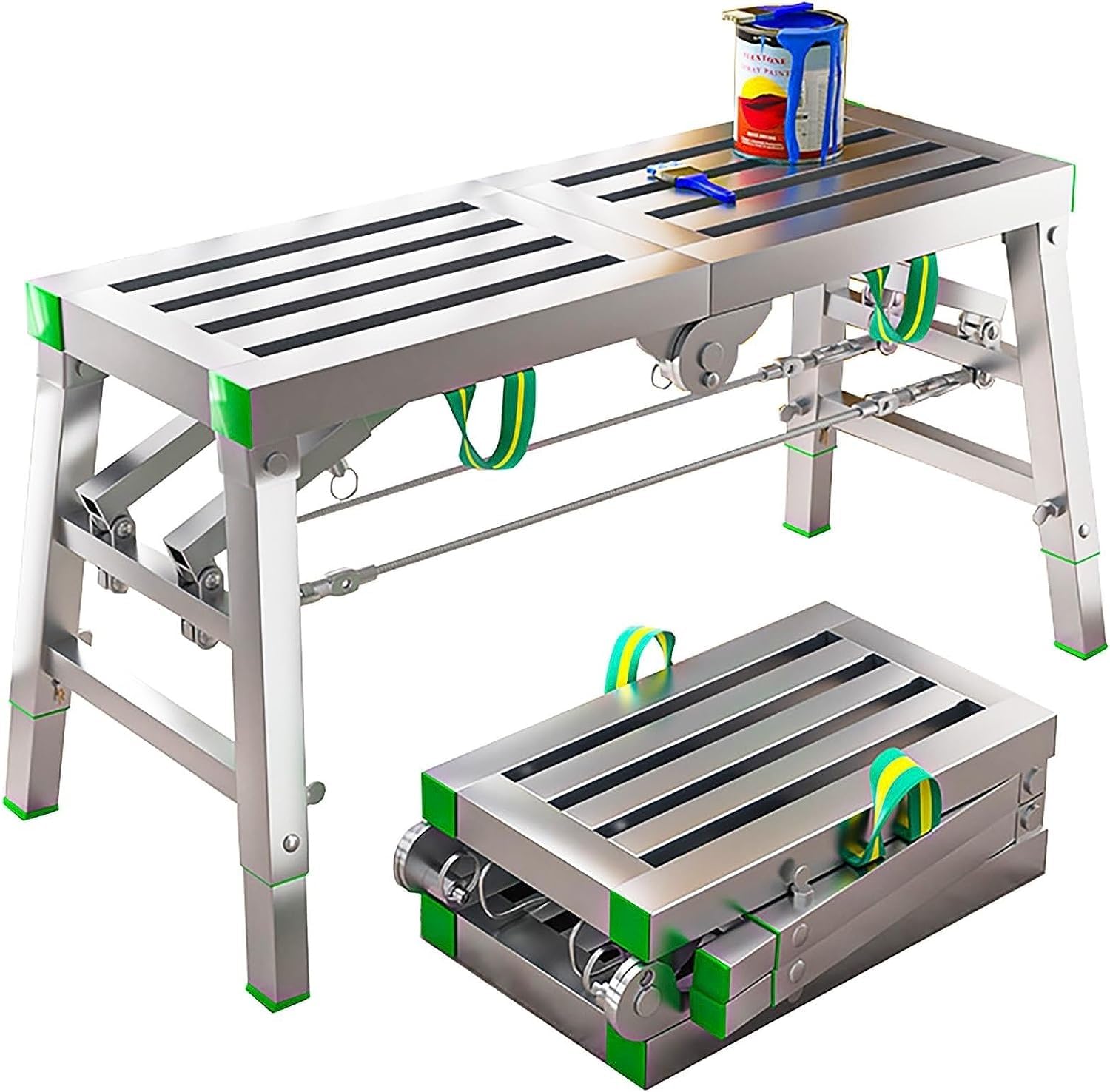 Stepladders Home Fold Work Platform, Steel Scaffolding Equipment, Height Adjustable Work Platform Scaffold Tower Ladder Stool Work Bench, 900 Lbs Maximum Load (Size : 120