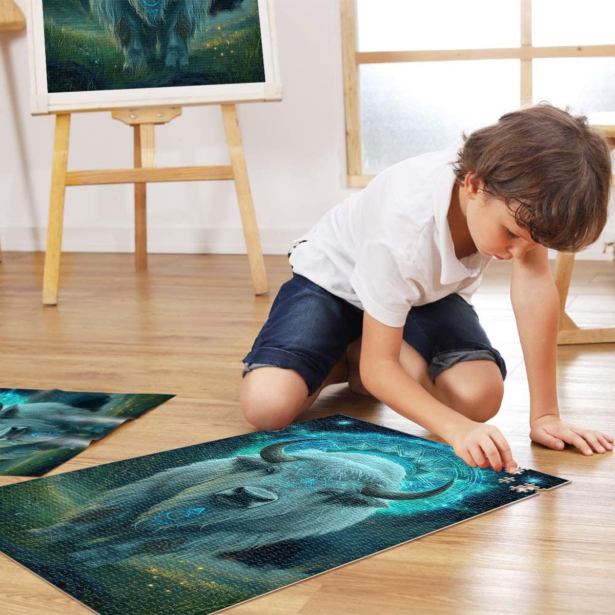 Puzzle 2000 pièces pour Adultes Taureau bête Mythique Fait de Papier，Convient aux 14 Ans et Plus Jeu Familial pour et Collection d'artistes, Beaux-Arts。Taille：70x100cm/27.5x39.3pouce