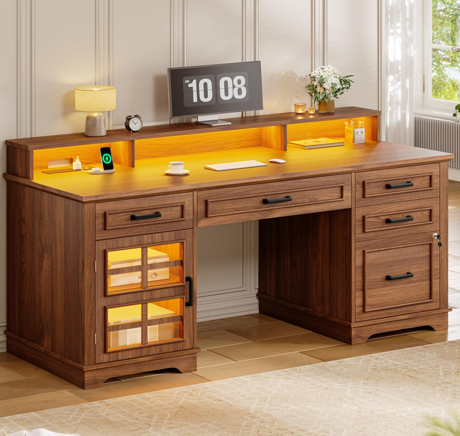 Amazon.com: UPOSOJA 60'' Farmhouse Executive Desk with Drawers