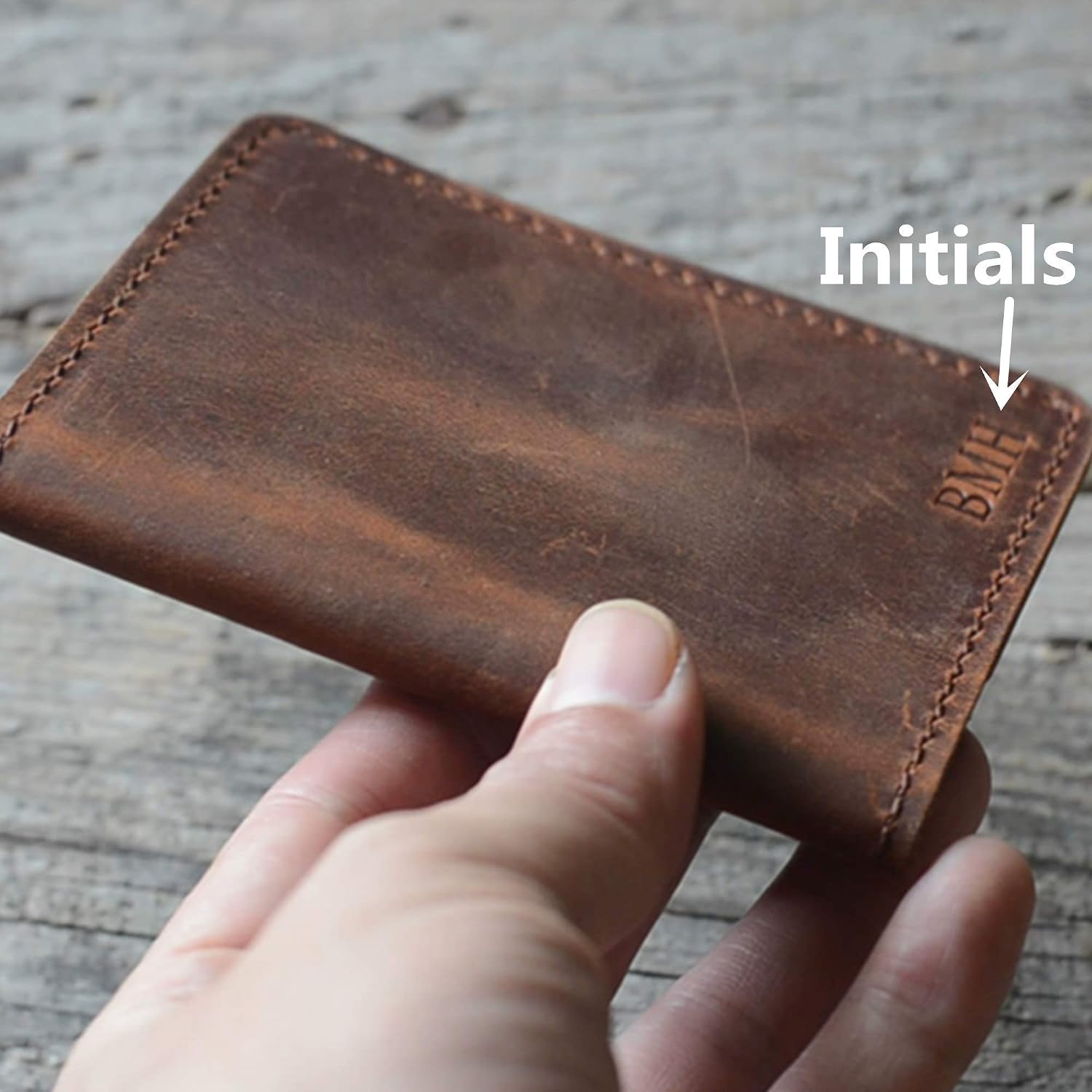 Engraving Personalized Men's Minimalist Leather Wallet rd Holder Distressed Wallets for Gifts