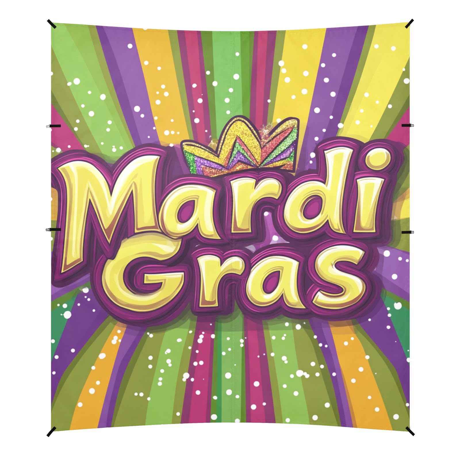 Mardi Gras Carnival Lipstick Hats Floats1 Foldable Beach Canopy UPF50+ Water-Resistant Shade Sun Shelter with Sandbags & Sand Shovel for Family Travel