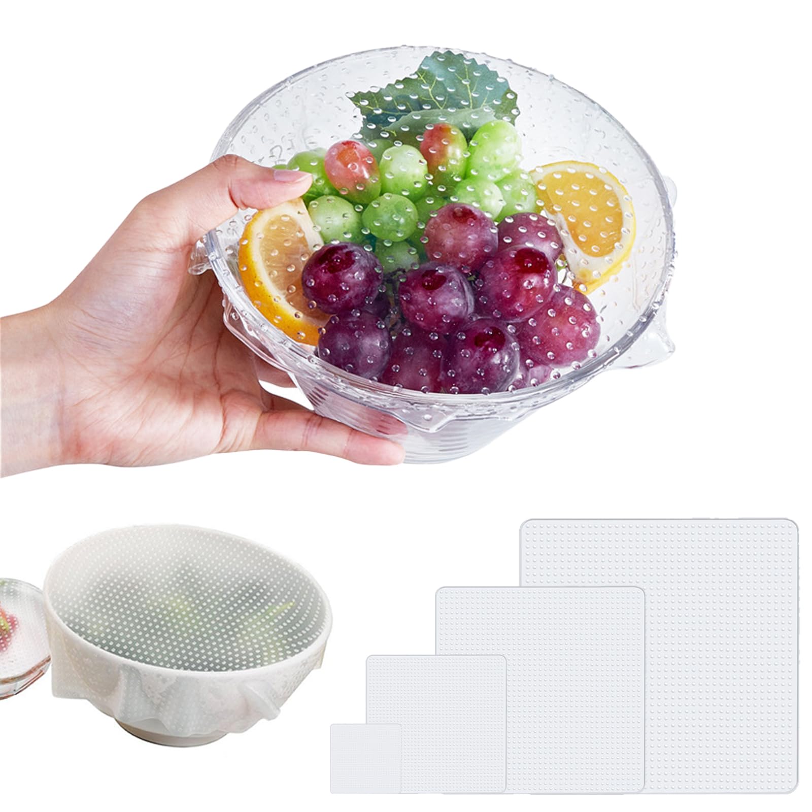 LUVCOSY Confezione Da 4 Coperchi In Silicone Per Salse E Vasetti - Riutilizzabili, Diametro 10 Cm, Adatti A Frigo E Lavastoviglie