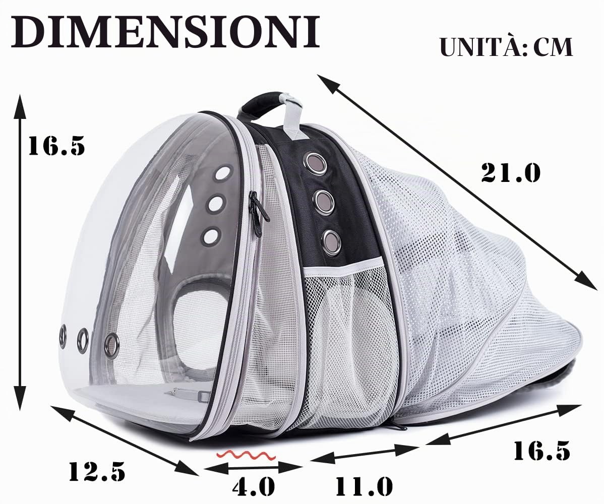 zaino trasparente per gatti grandi, espandibile davanti e dietro, per cani di piccola taglia fino a 9,1 kg, zaino per gatti grossi