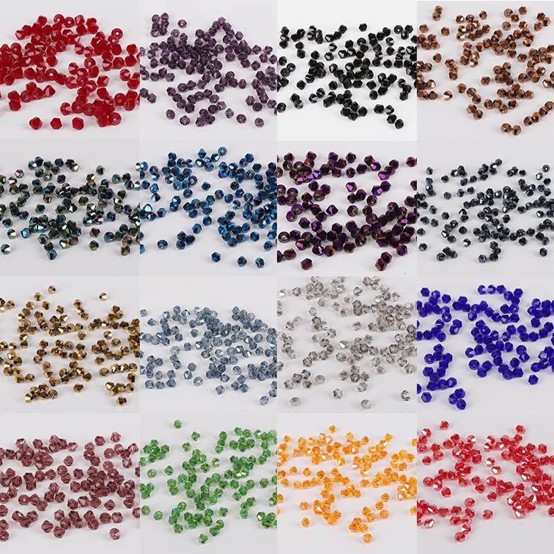 4MM 50/100Pcs Faceted Crystal Glass Beads Loose Spacer Beads for Necklace Bracelet DIY Jewelry Findings - (Color: Random Mix Color/Item Diameter: 4mm 1Article(110Pcs))