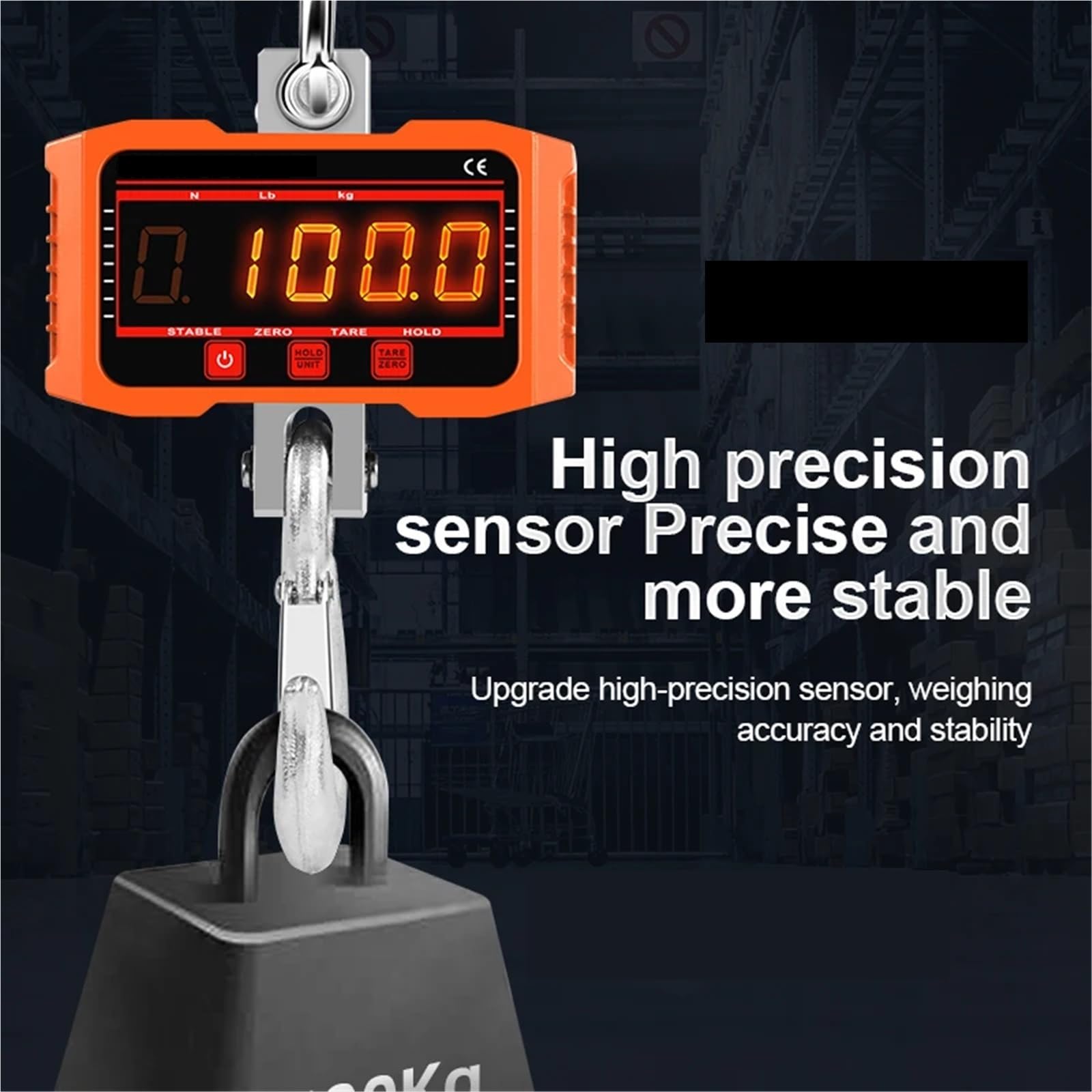 Bilancia elettronica sospesa da 1500/2000 kg con schermo digitale e bilancia gancio,Multiuso(1500kg Black)