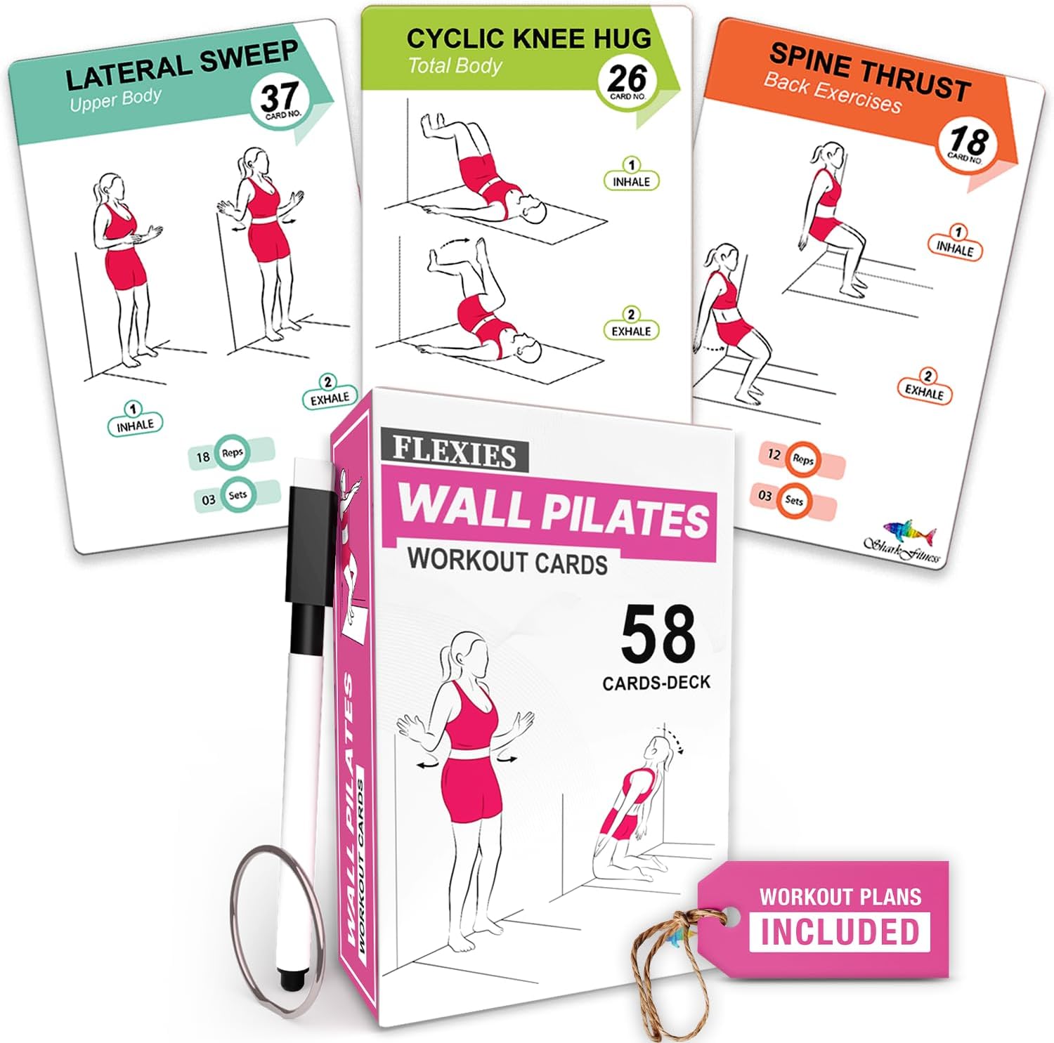 Wall Pilates Workouts For Women – 58 Exercise Cards with Wall Pilates Workout Postures, Instructions & Breathing Tips | Free Ring & Dry-Erase Marker to Create a Customize pilates at home Exercise Chart Wall Pilates Workouts For Women – 58 Exercise Cards with Wall Pilates Workout Postures, Instructions & Breathing Tips | Free Ring & Dry-Erase Marker to Create a Customize pilates at home Exercise Chart