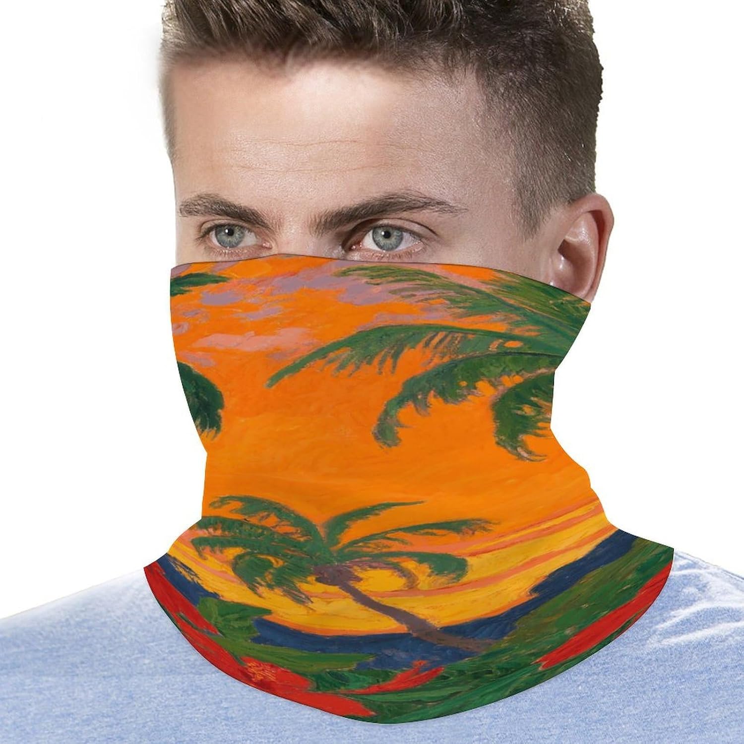 Gauguin Tropical Sunset Cooling Headscarf Cooling Breathable Face Mask UV Protection Scarf Hiking Bandana