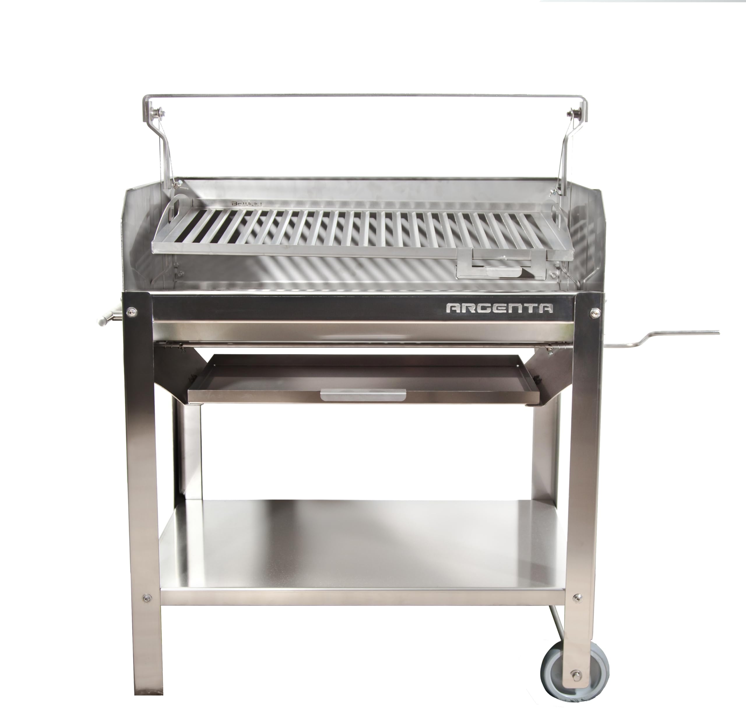 MF - Barbacoa Argentina ARGENTA 70i Inoxidable Profesional con Parrilla Elevable de 72 cm para Leña o Carbón