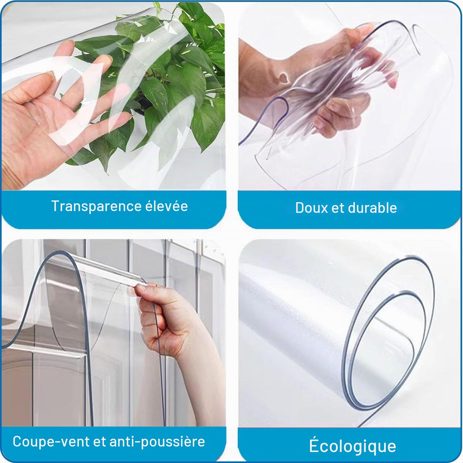 Rideau À Lamelles Transparent Lanière en PVC Kit